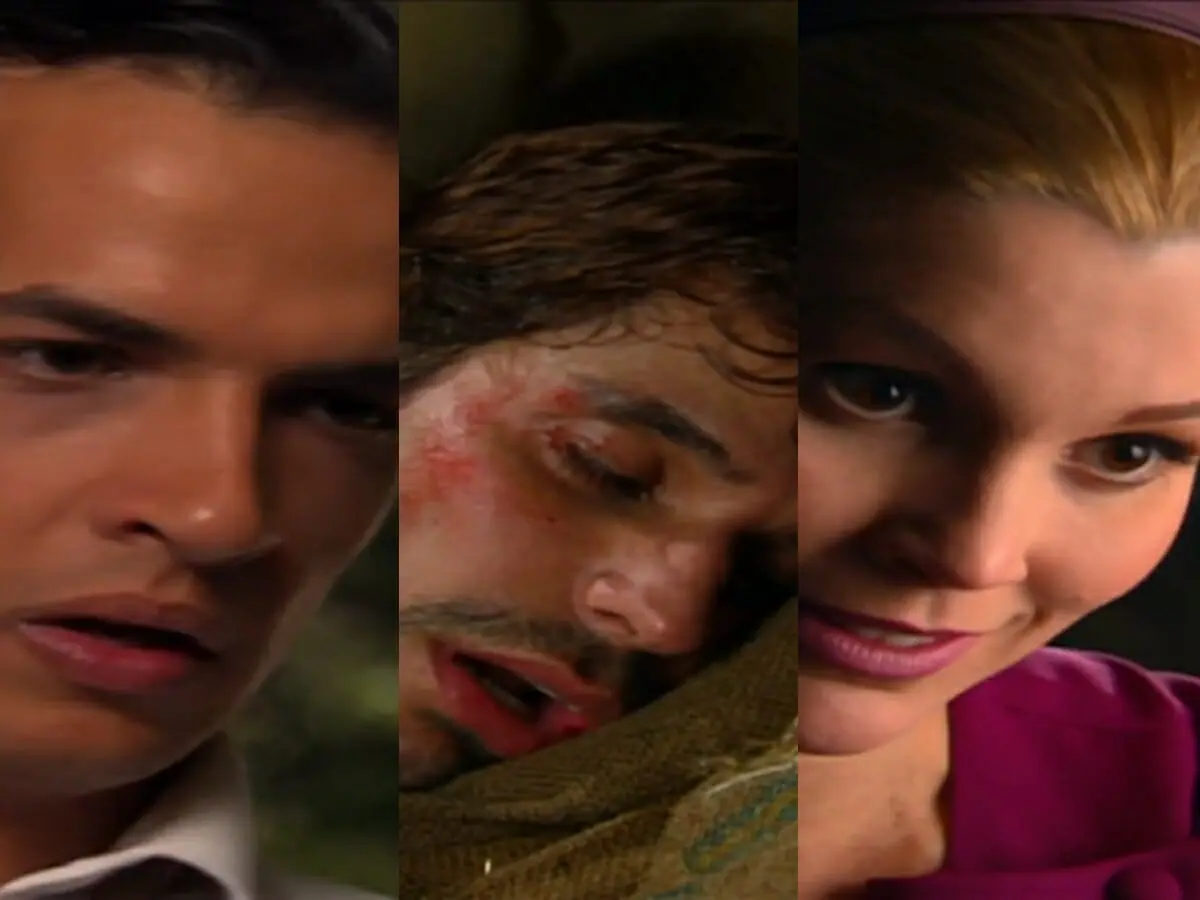 Ivan (Thiago Luciano), Guto (Alexandre Barillari) e Cristina (Flávia Alessandra) de Alma Gêmea