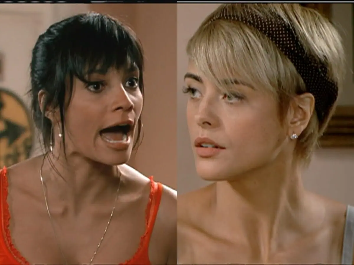 Ivonete (Amandha Lee) e Carolina (Juliana Silveira) de Chamas da Vida