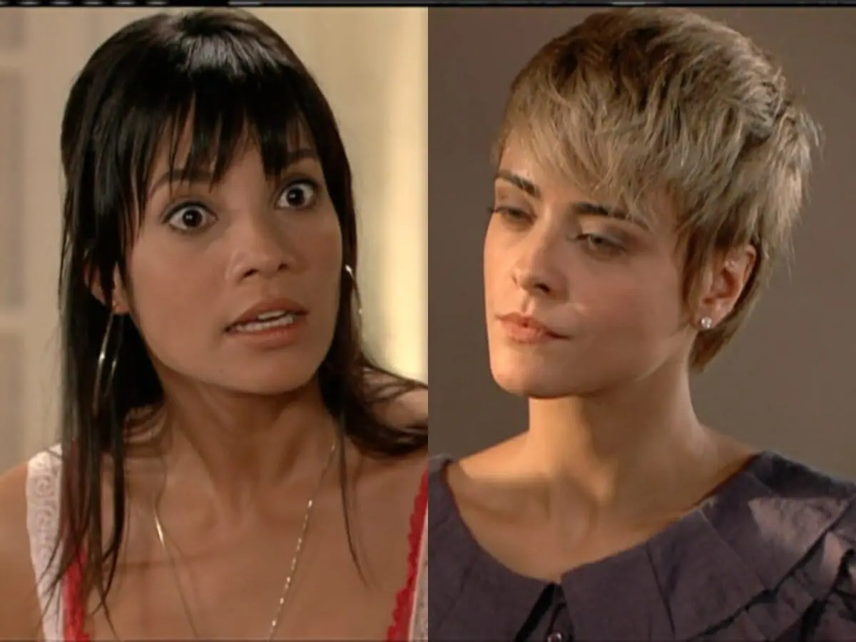 Ivonete (Amandha Lee) e Carolina (Juliana Silveira) de Chamas da Vida
