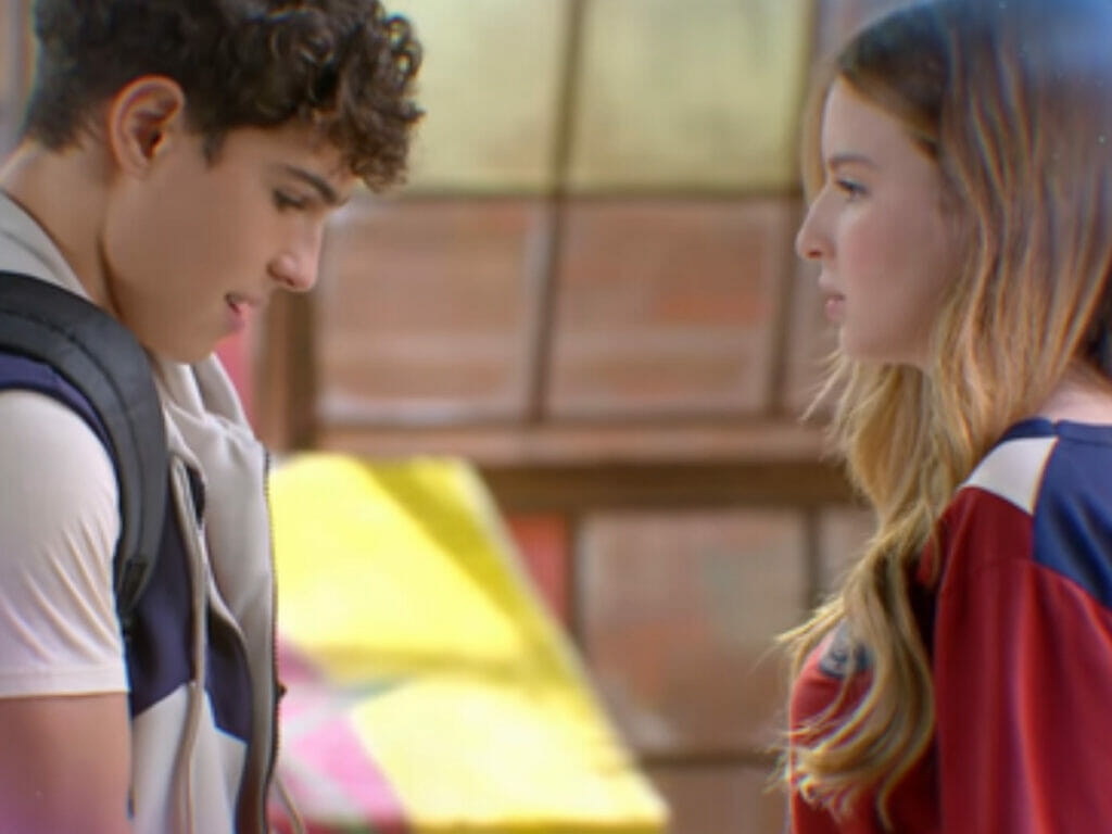 João (Igor Jansen) e Poliana (Sophia Valverde) em Poliana Moça
