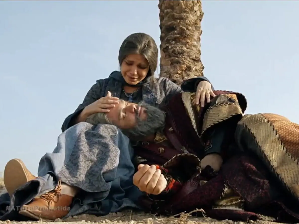 Josué (Sidney Sampaio) e Aruna (Thaís Melchior) de A Bíblia