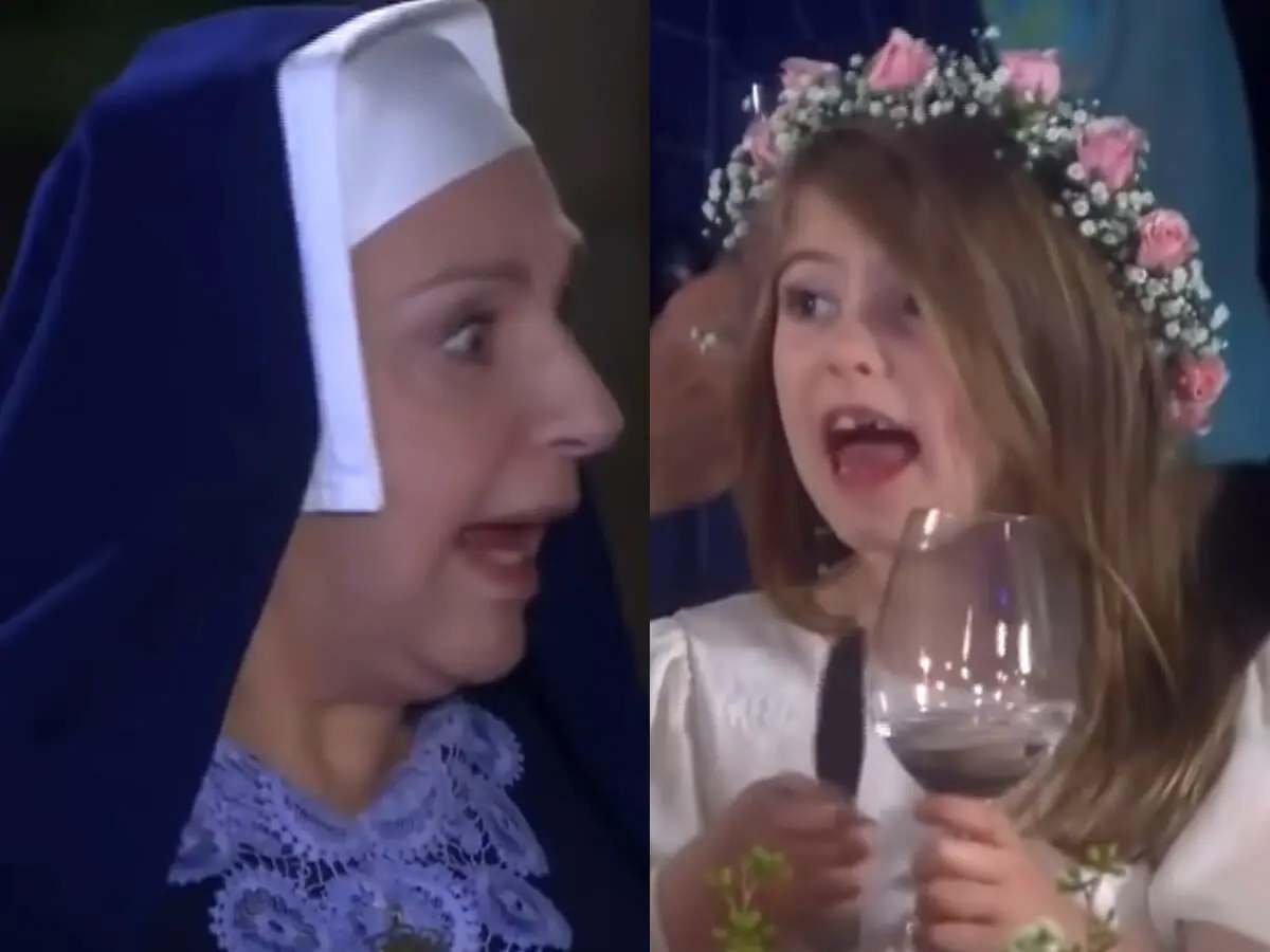 Madre Superiora (Eliana Gutmann) e Dulce Maria (Lorena Queiroz) em Carinha de Anjo