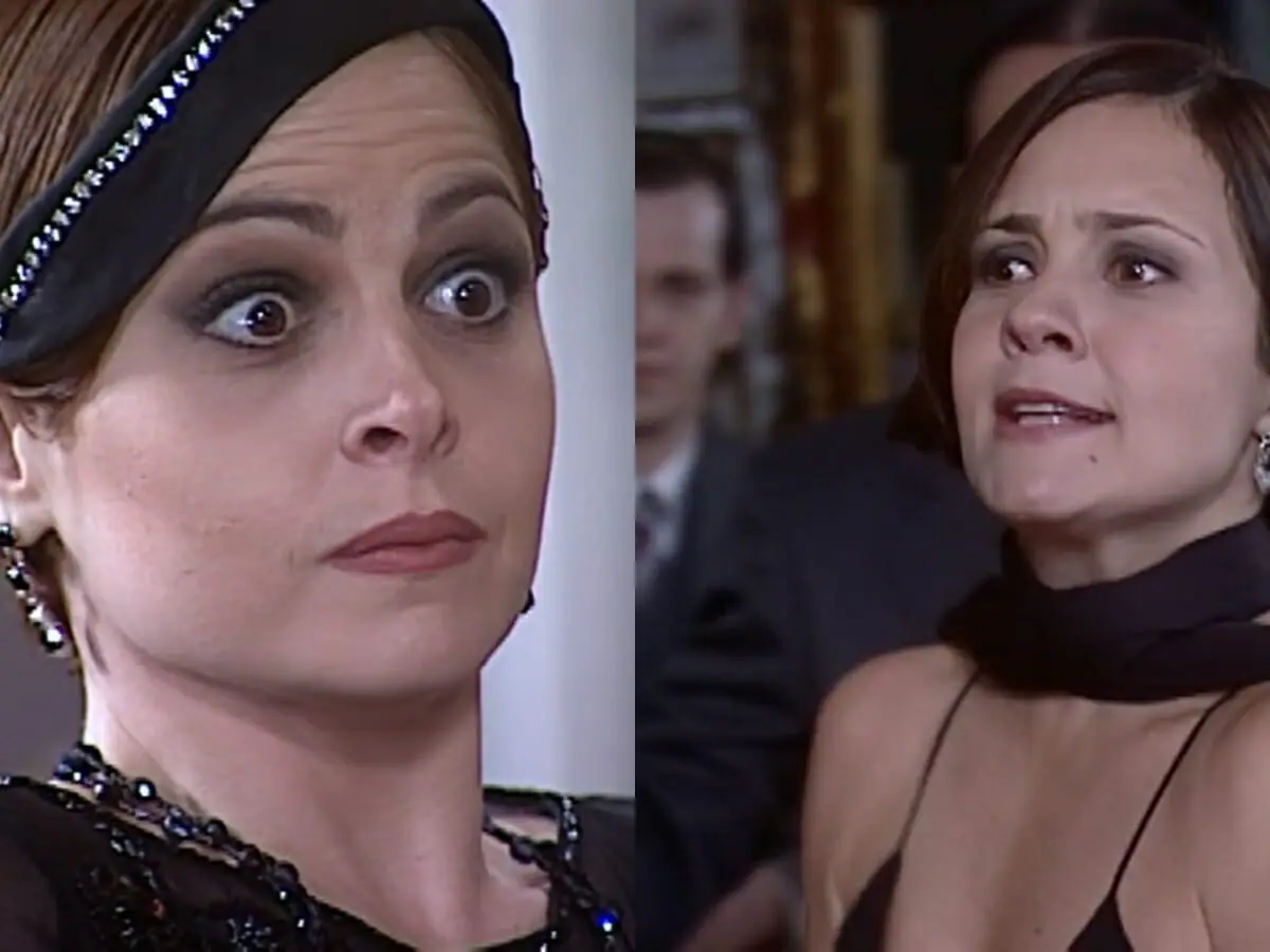 Marcela (Drica Moraes) e Catarina (Adriana Esteves) de O Cravo e a Rosa