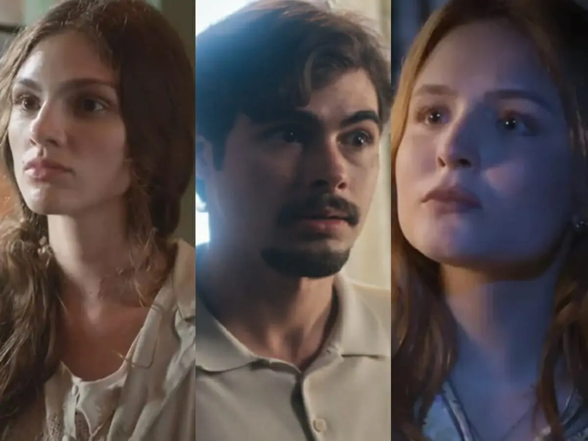 Olívia (Débora Ozório), Davi (Rafael Vitti) e Isadora (Larissa Manoela) de Além da Ilusão