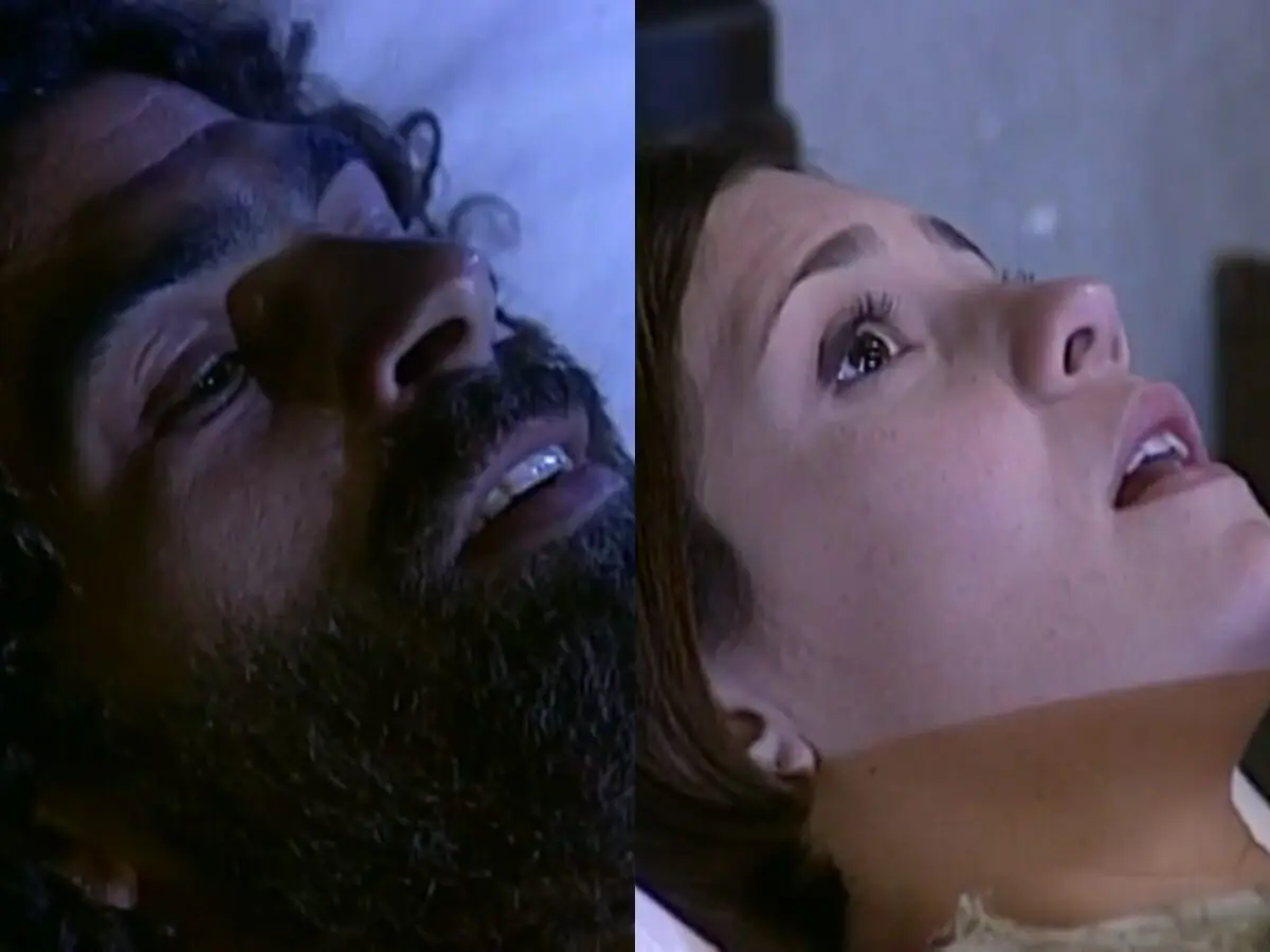 Petruchio (Eduardo Moscovis) e Catarina (Adriana Esteves) de O Cravo e a Rosa