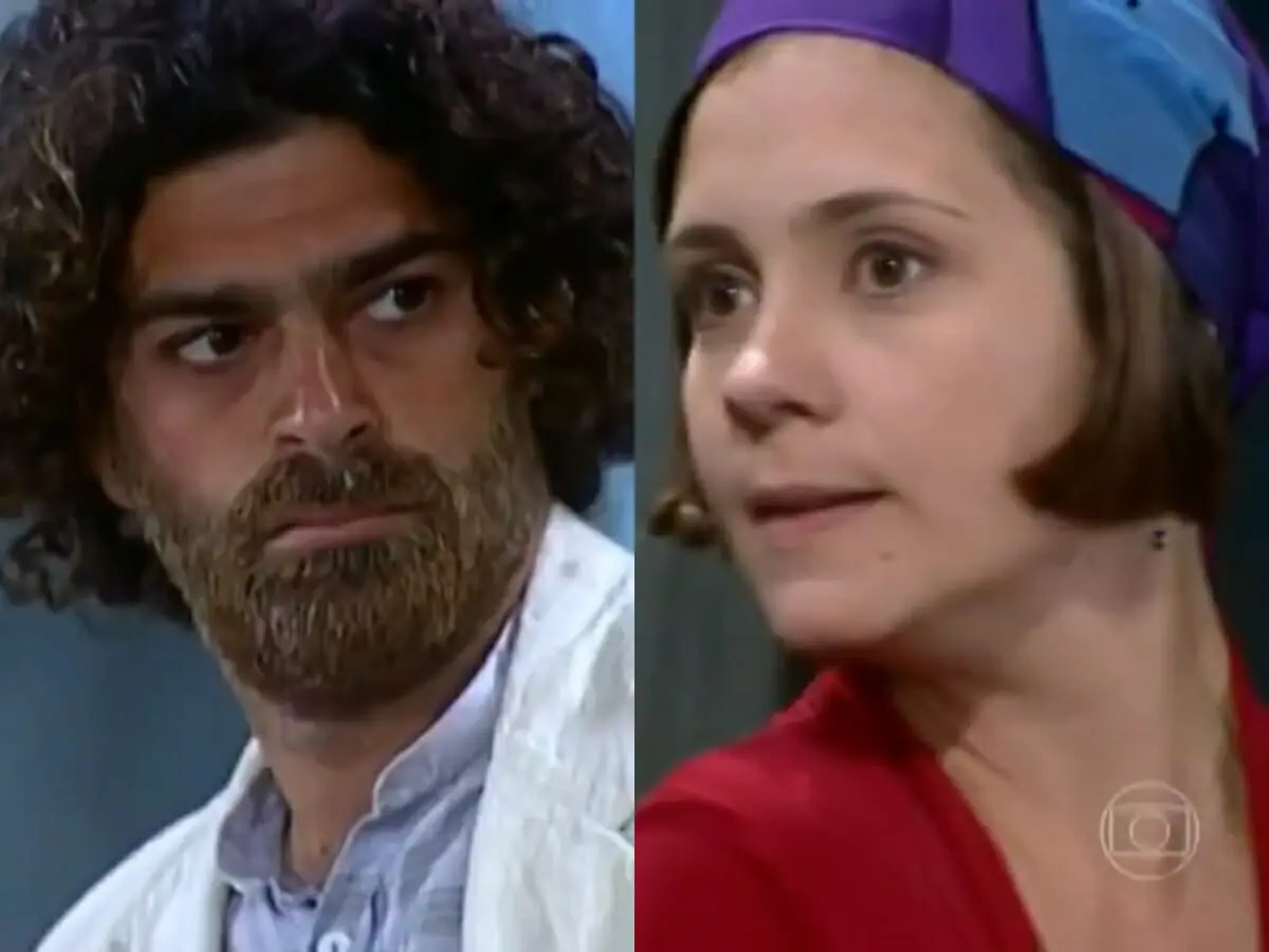 Petruchio (Eduardo Moscovis) e Catarina (Adriana Esteves) de O Cravo e a Rosa