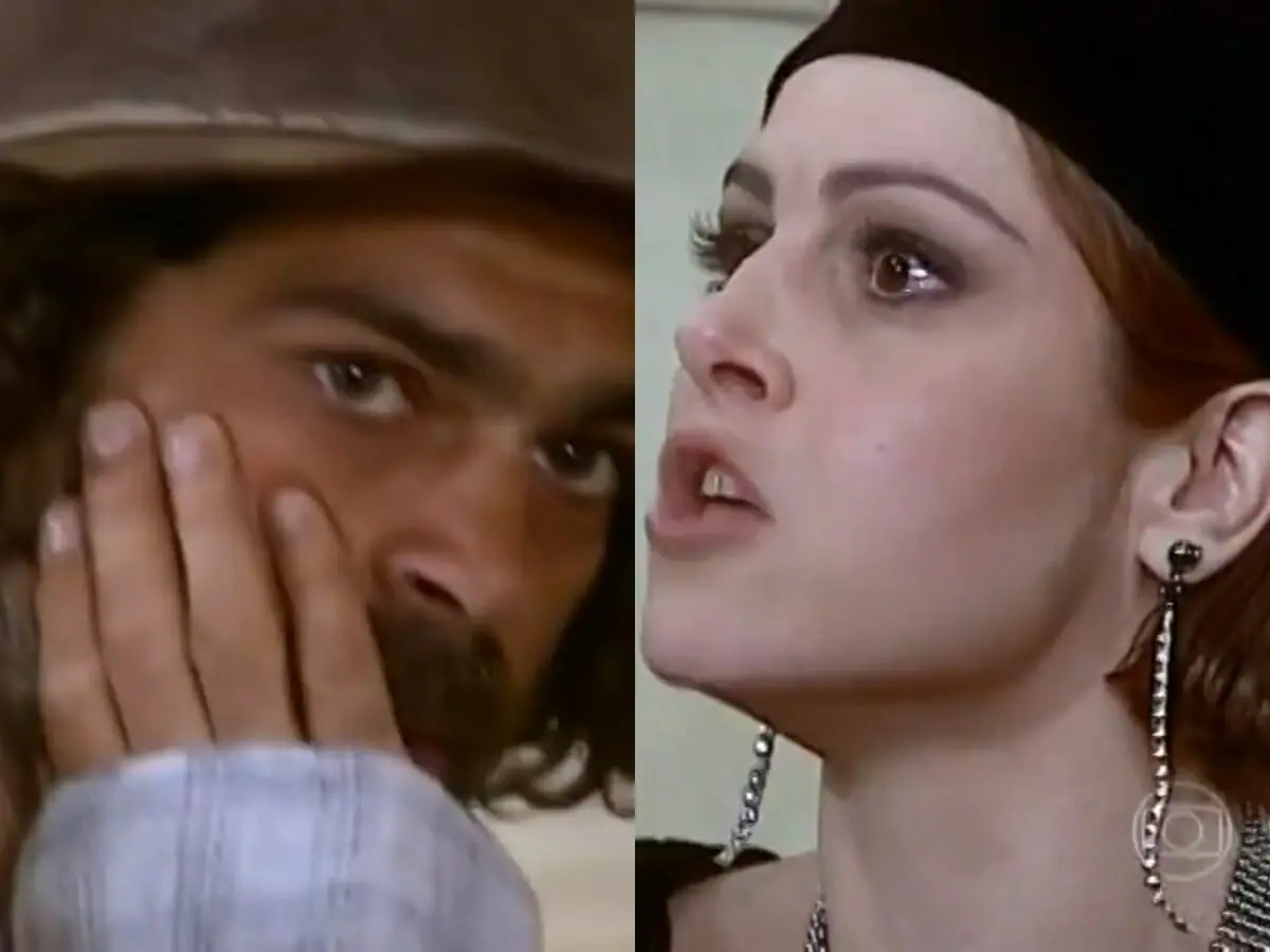 Petruchio (Eduardo Moscovis) e Marcela (Drica Moraes) de O Cravo e a Rosa