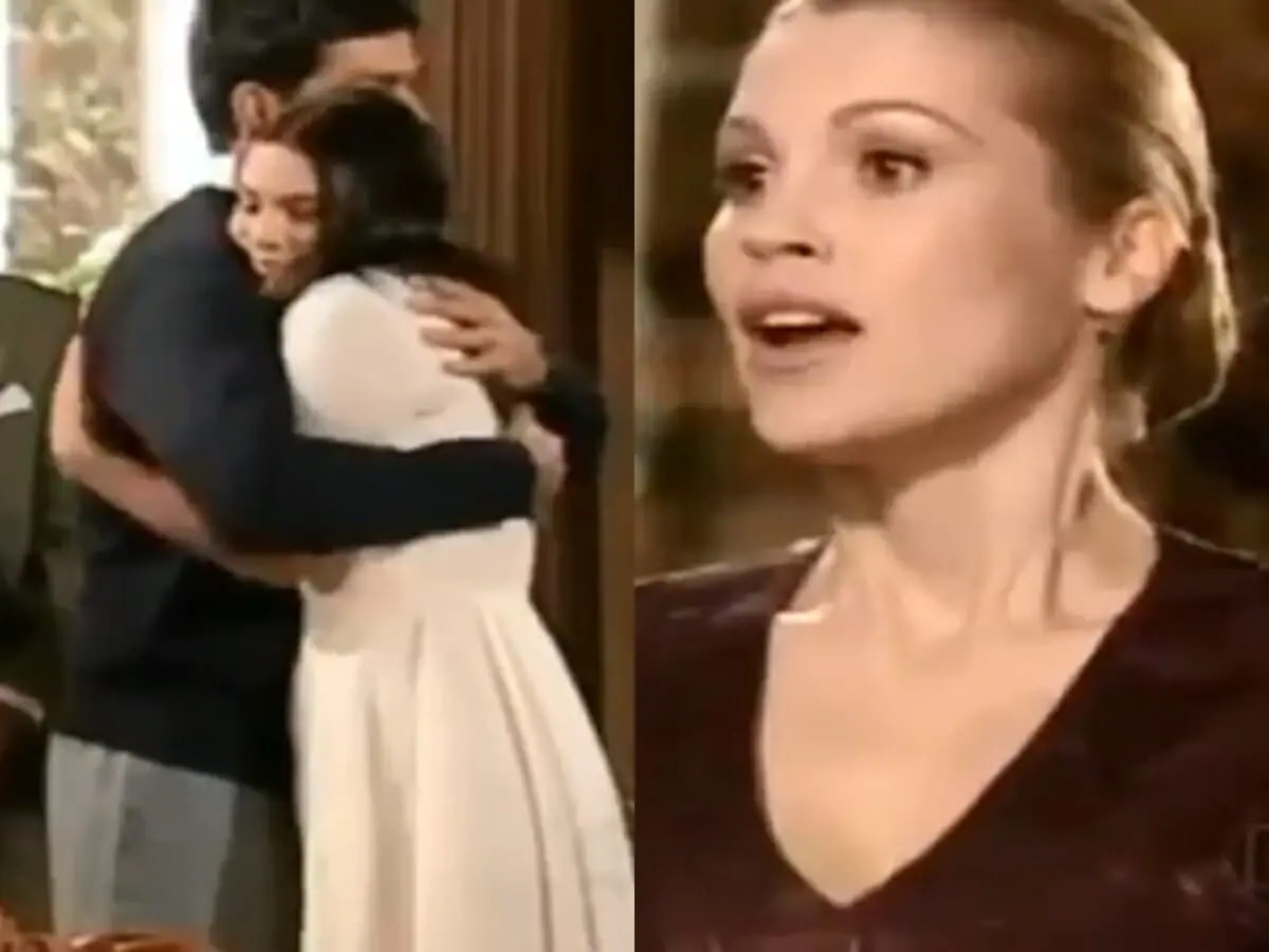 Rafael (Eduardo Moscovis), Serena (Priscila Fantin) e Cristina (Flávia Alessandra) de Alma Gêmea