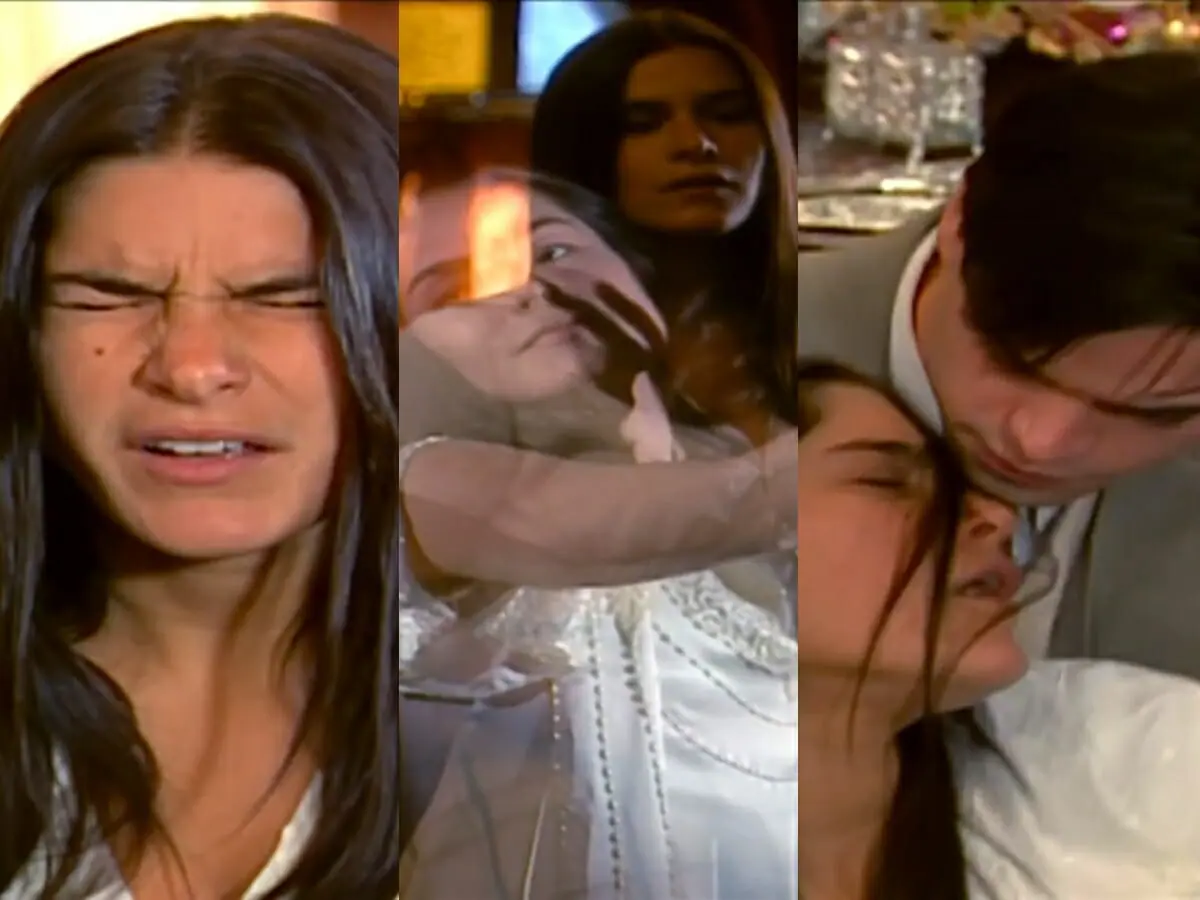 Serena (Priscila Fantin), Luna (Liliana Castro) e Felipe (Sidney Sampaio) de Alma Gêmea
