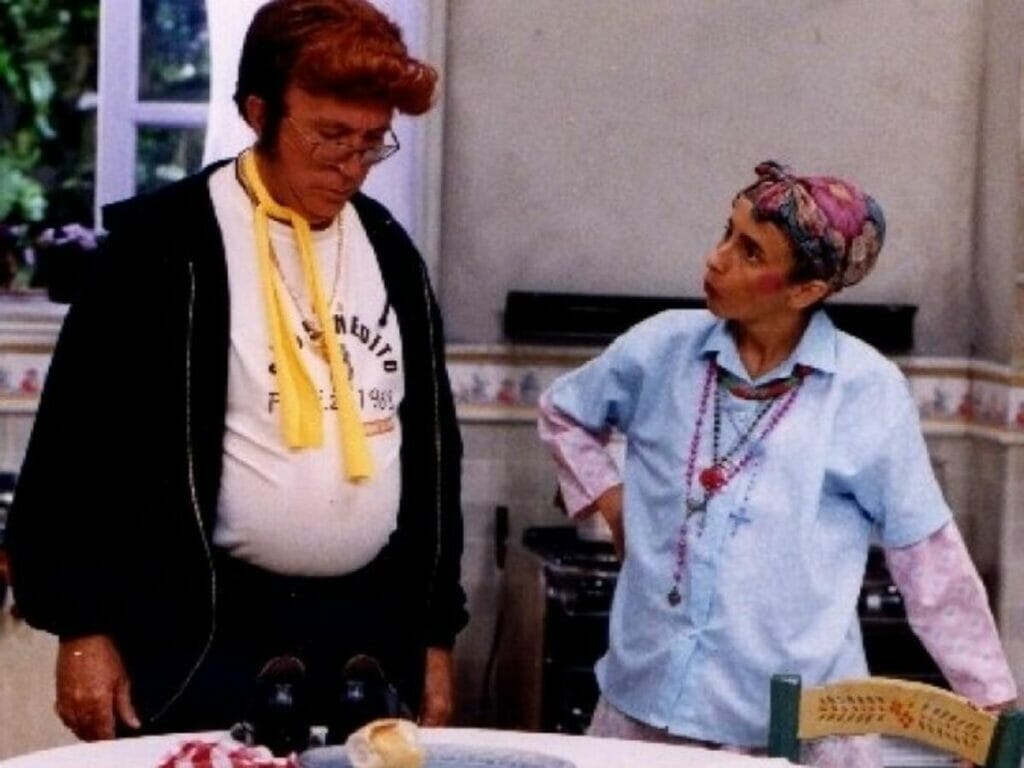 Steve Formoso (Moacyr Franco) e Filó (Gorete Milagres) em Ô... Coitado!