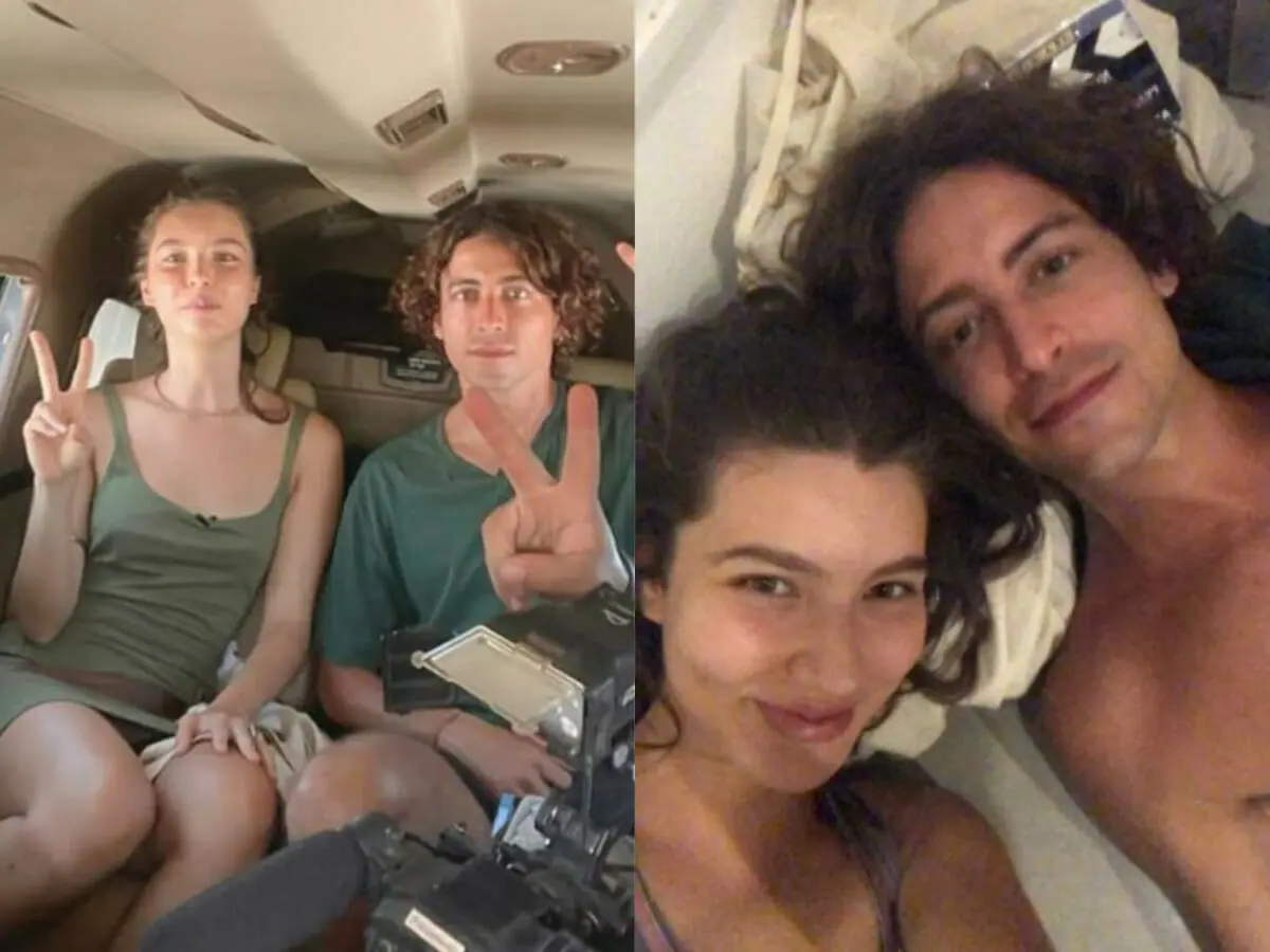 Alanis Guillen e Jesuíta Barbosa nos bastidores de Pantanal
