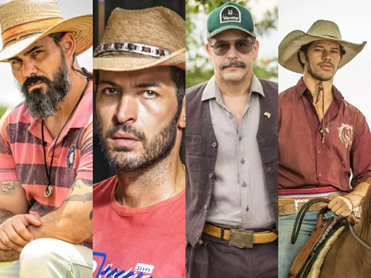 Alcides (Juliano Cazarré), Levi (Leandro Lima), Tenório (Murilo Benício) e Tadeu (José Loreto) de Pantanal