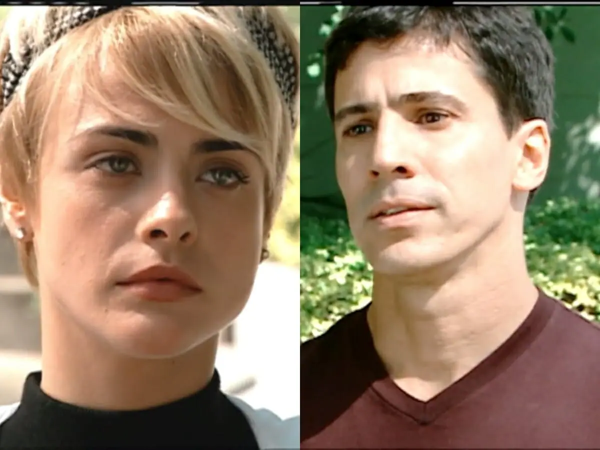 Carolina (Juliana Silveira) e Pedro (Leonardo Brício) de Chamas da Vida