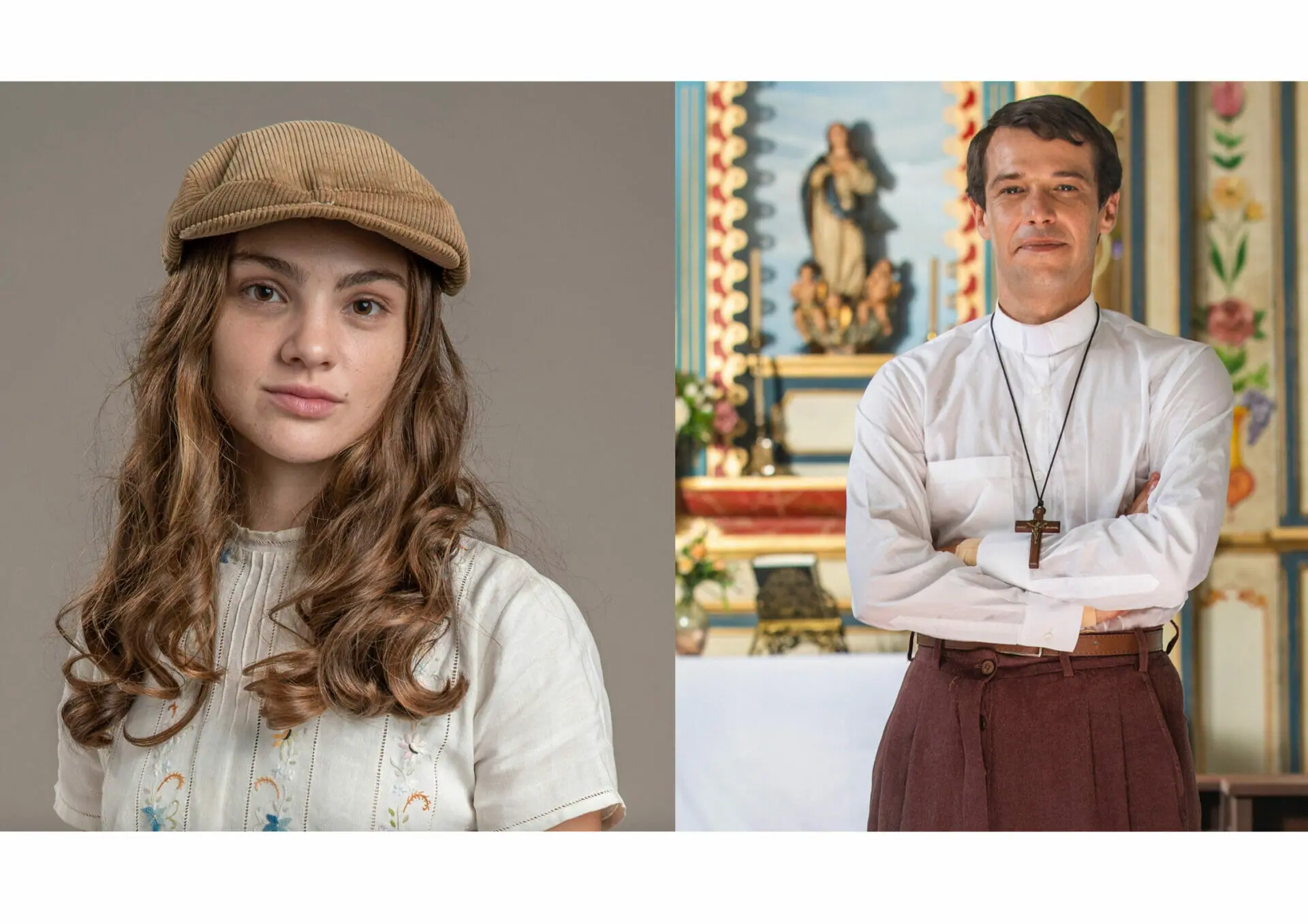 Olívia (Débora Ozório) e padre Tenório (Jayme Matarazzo) de Além da Ilusão (Divulgação)
