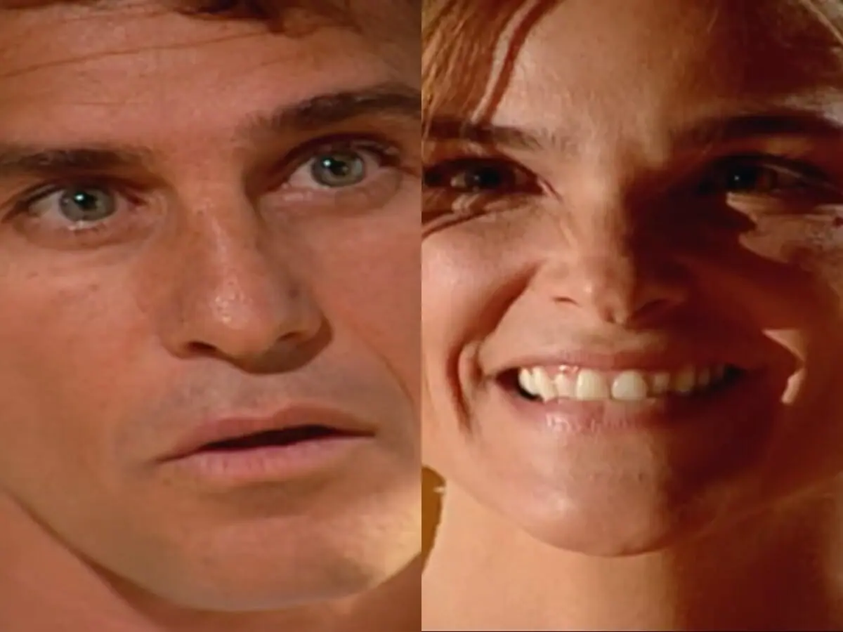 Escobar (Marcos Frota) e Alicinha (Cristiana Oliveira) de O Clone