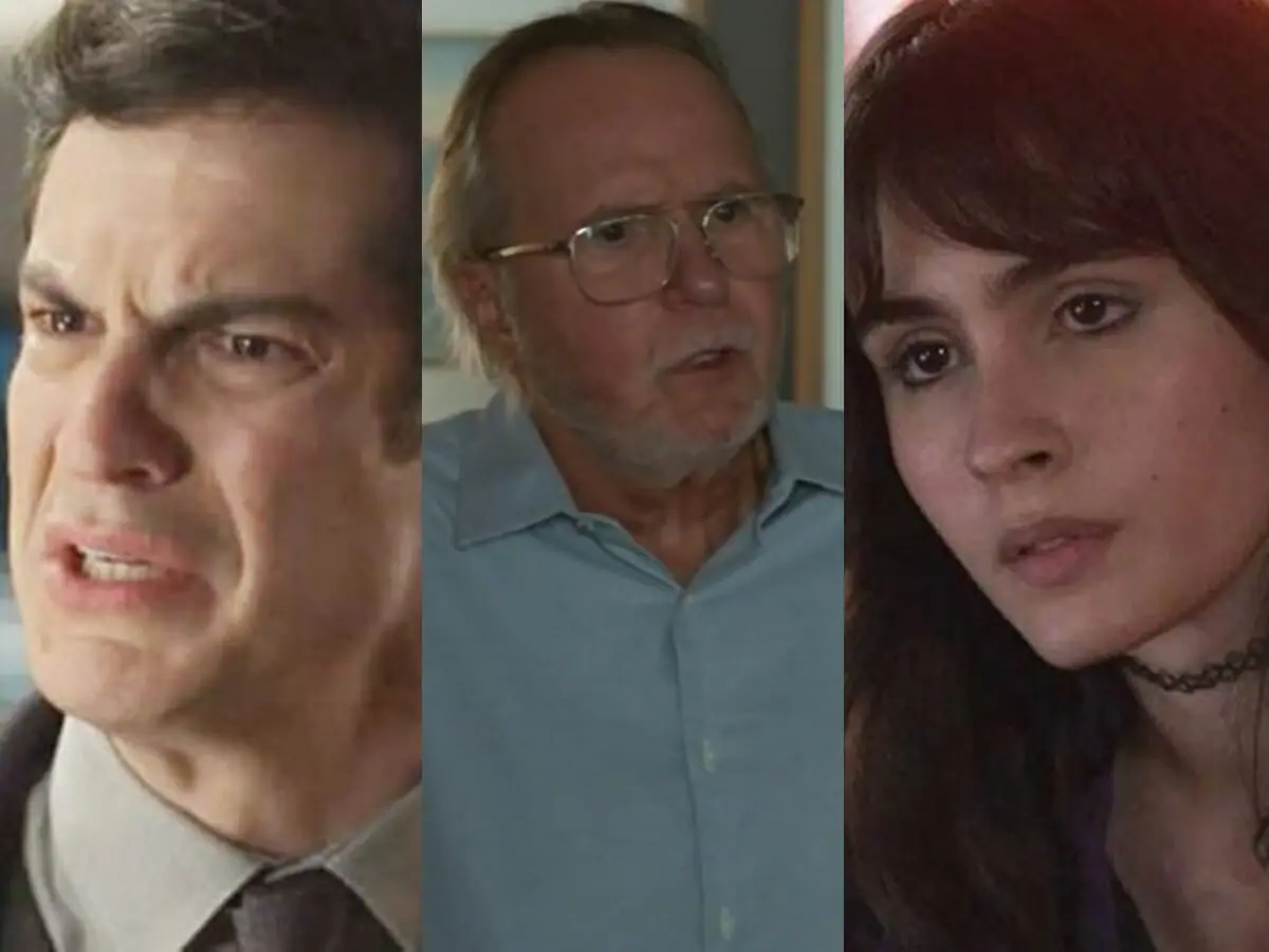 Guilherme (Mateus Solano), Daniel (Tato Gabus Mendes) e Flávia (Valentina Herszage) de Quanto Mais Vida, Melhor!
