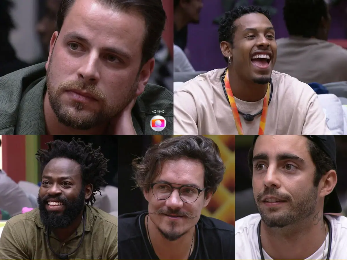 Gustavo, Paulo André, Douglas Silva, Eliezer e Pedro Scooby no BBB 22