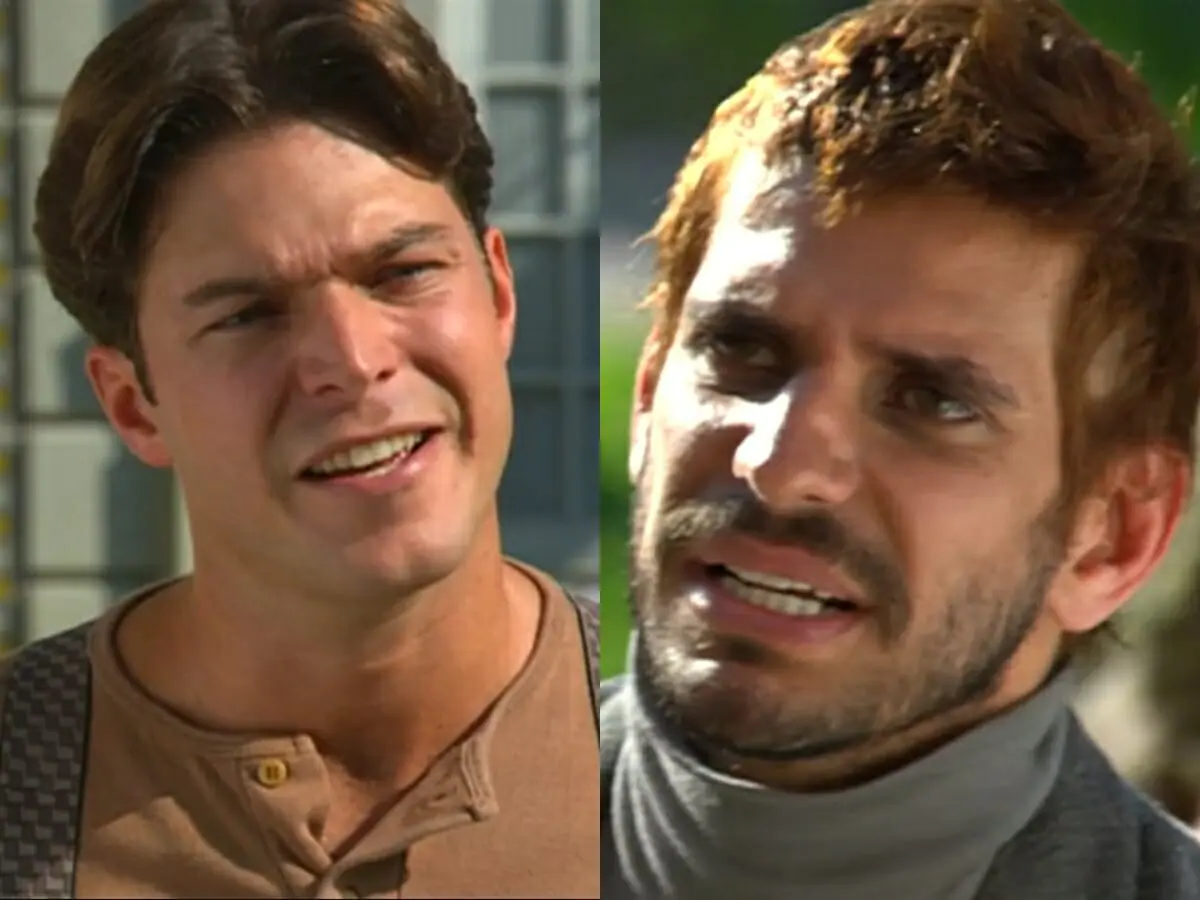 Hélio (Erik Marmo) e Guto (Alexandre Barillari) de Alma Gêmea