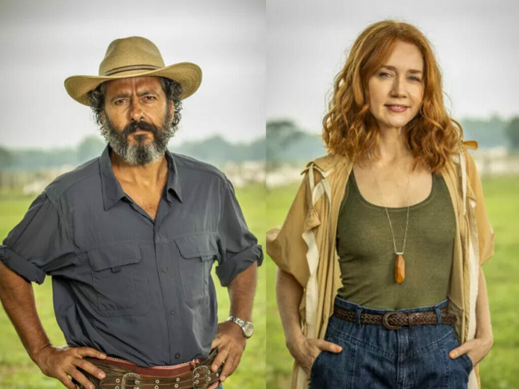 José Leôncio (Marcos Palmeira) e Irma (Camila Morgado) em Pantanal