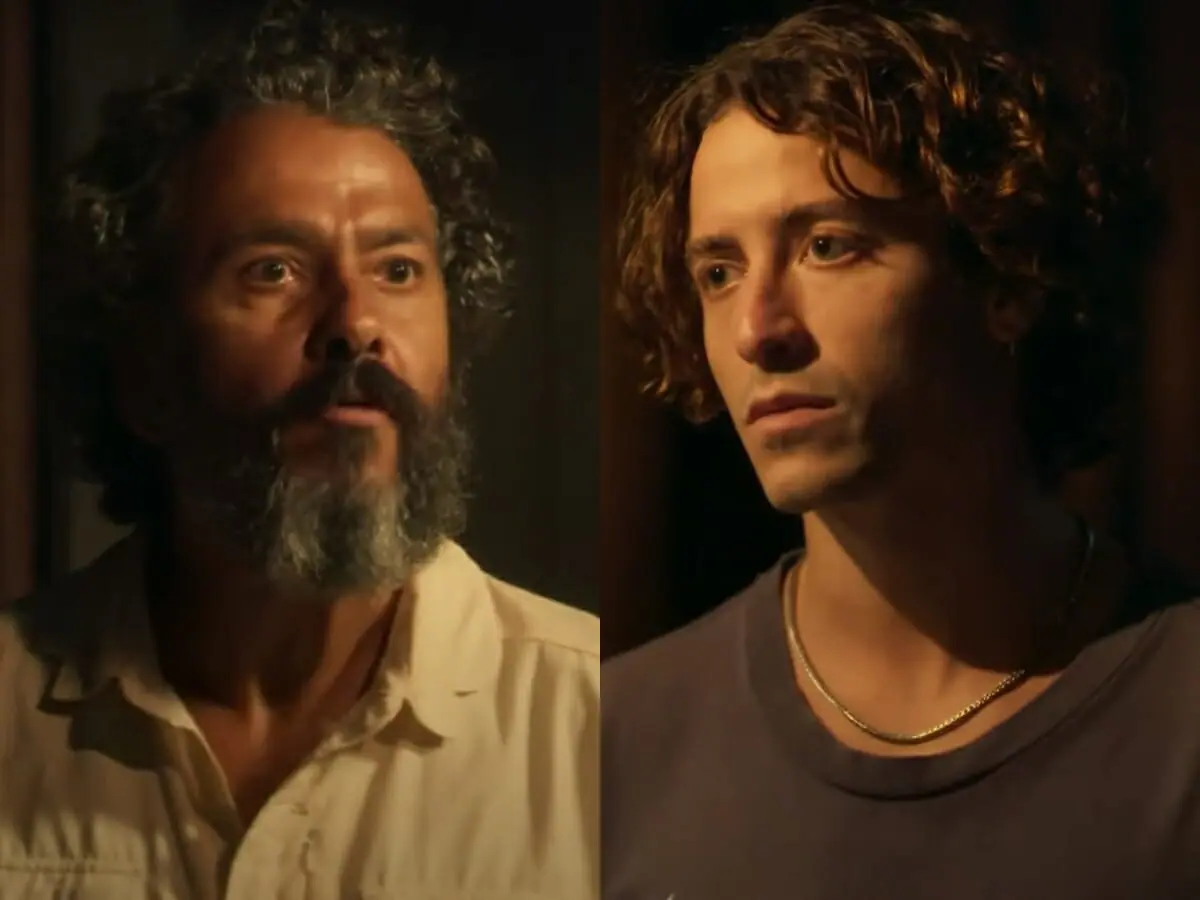 José Leôncio (Marcos Palmeira) e Jove (Jesuíta Barbosa) de Pantanal