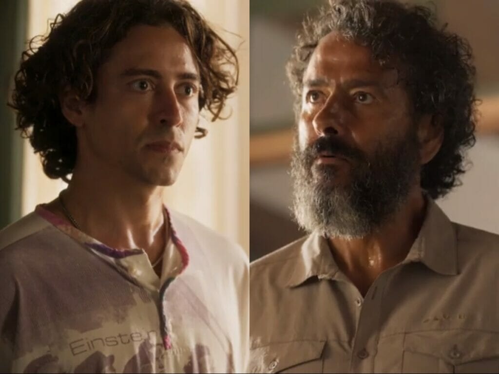 Jove (Jesuíta Barbosa) e José Leôncio (Marcos Palmeira) de Pantanal