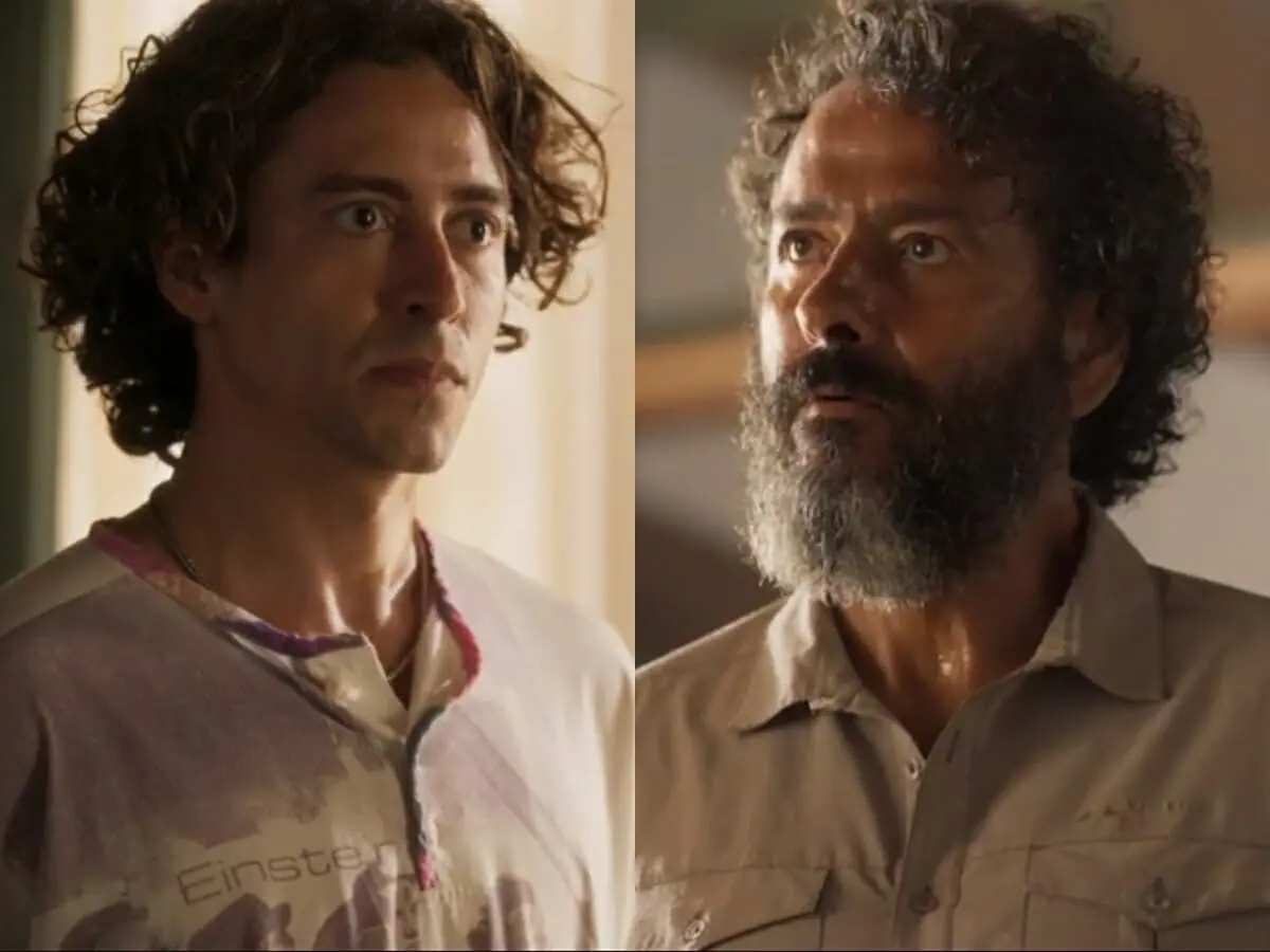 Jove (Jesuíta Barbosa) e José Leôncio (Marcos Palmeira) de Pantanal
