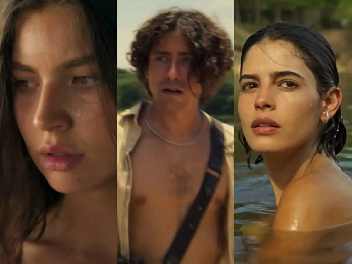 Juma (Alanis Guillen), Jove (Jesuíta Barbosa) e Guta (Julia Dalavia) de Pantanal