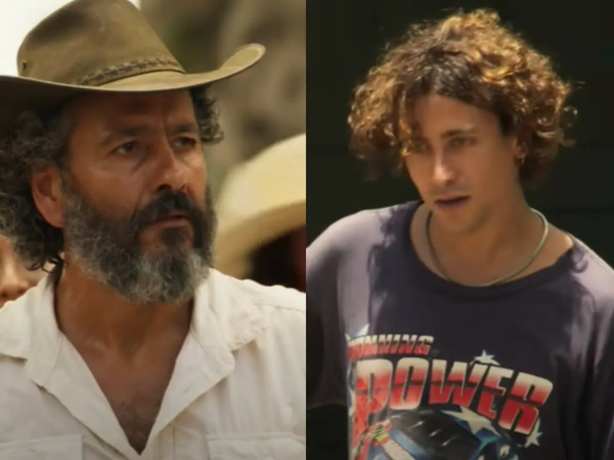 José Leôncio (Marcos Palmeira) e Jove (Jesuíta Barbosa) em Pantanal