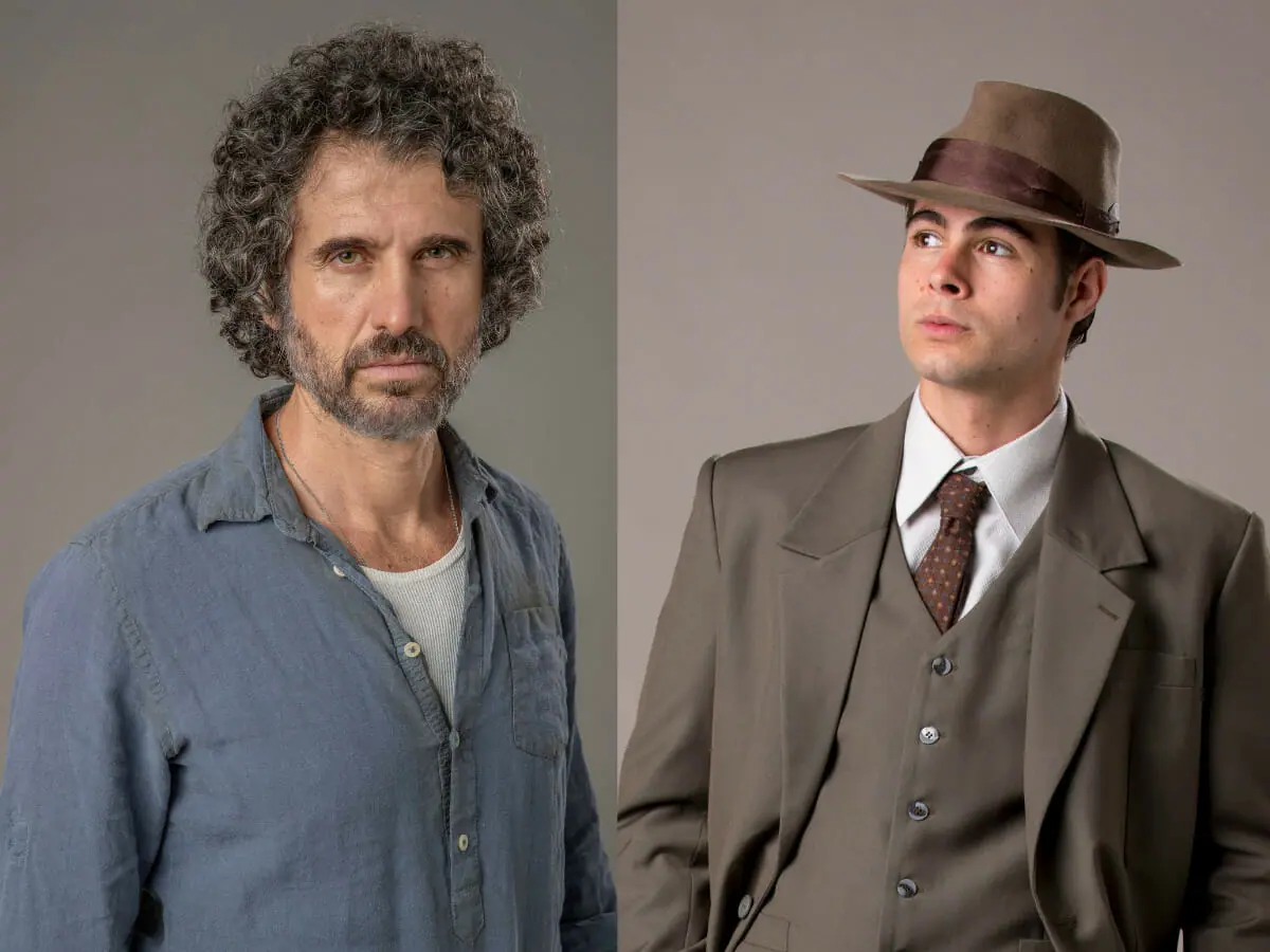 Leônidas (Eriberto Leão) e Davi (Rafael Vitti) em Além da Ilusão