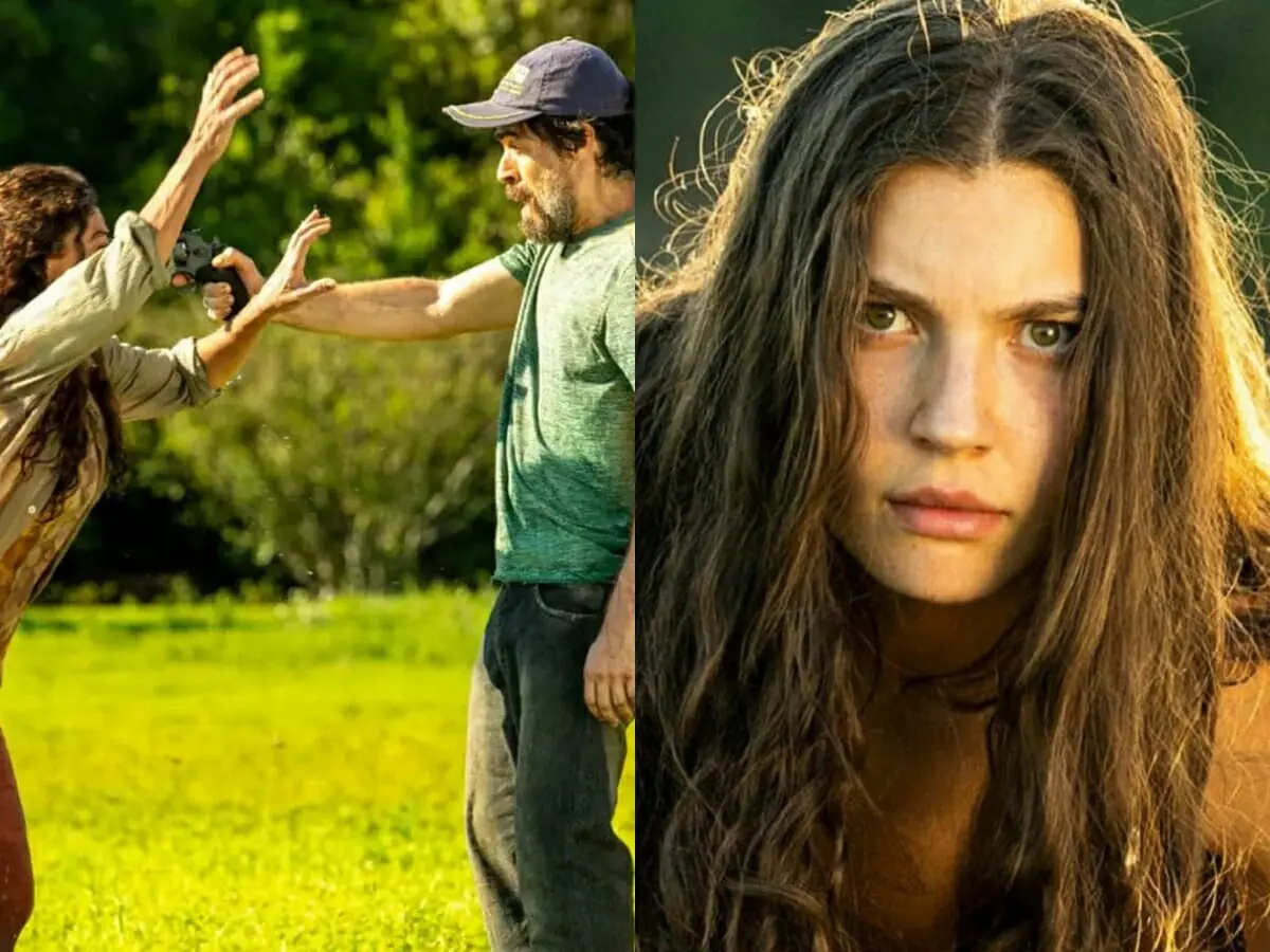 Maria Marruá (Juliana Paes), Lúcio (Erom Cordeiro) e Juma (Alanis Guillen) de Pantanal