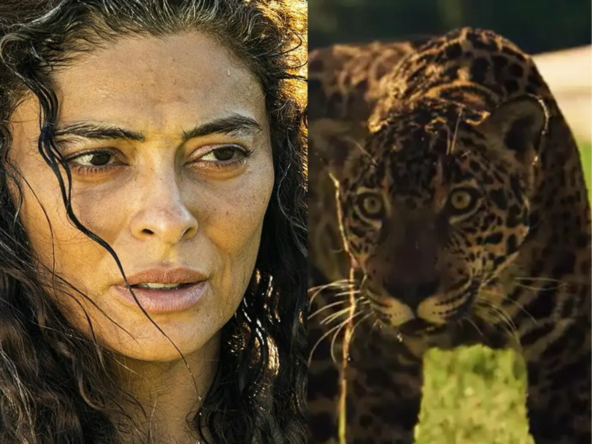 Maria Marruá (Juliana Paes) e onça na novela Pantanal