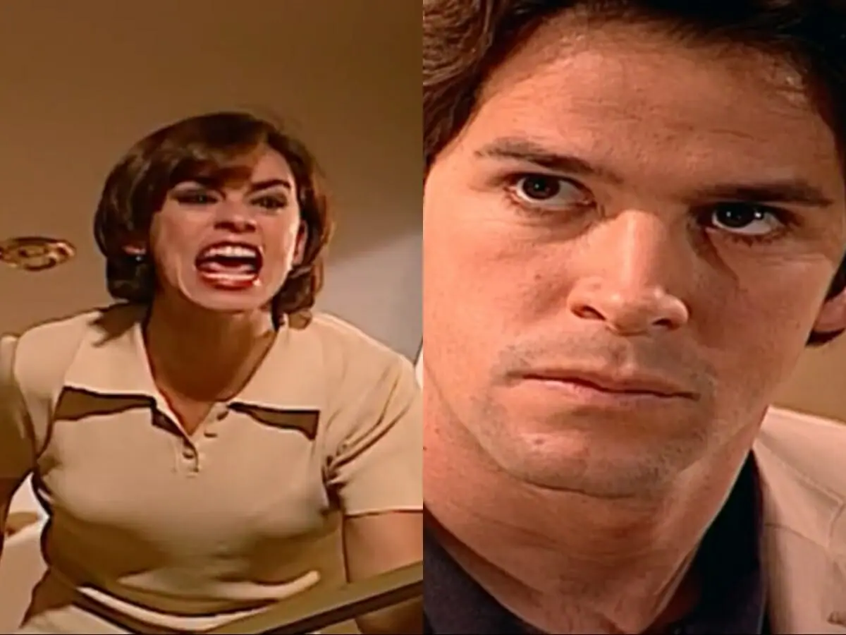 Maysa (Daniela Escobar) e Lucas (Murilo Benício) de O Clone