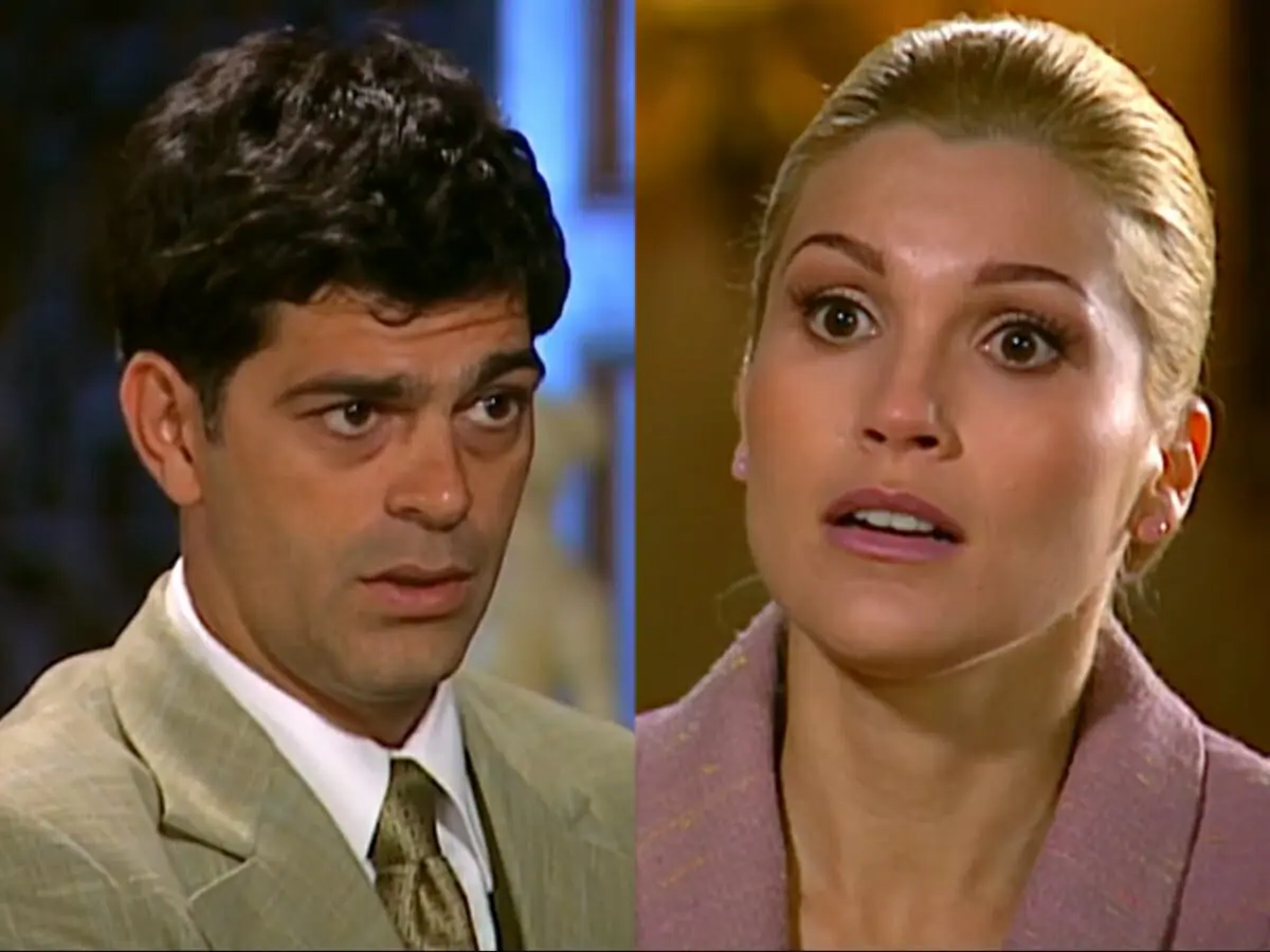Rafael (Eduardo Moscovis) e Cristina (Flávia Alessandra) de Alma Gêmea