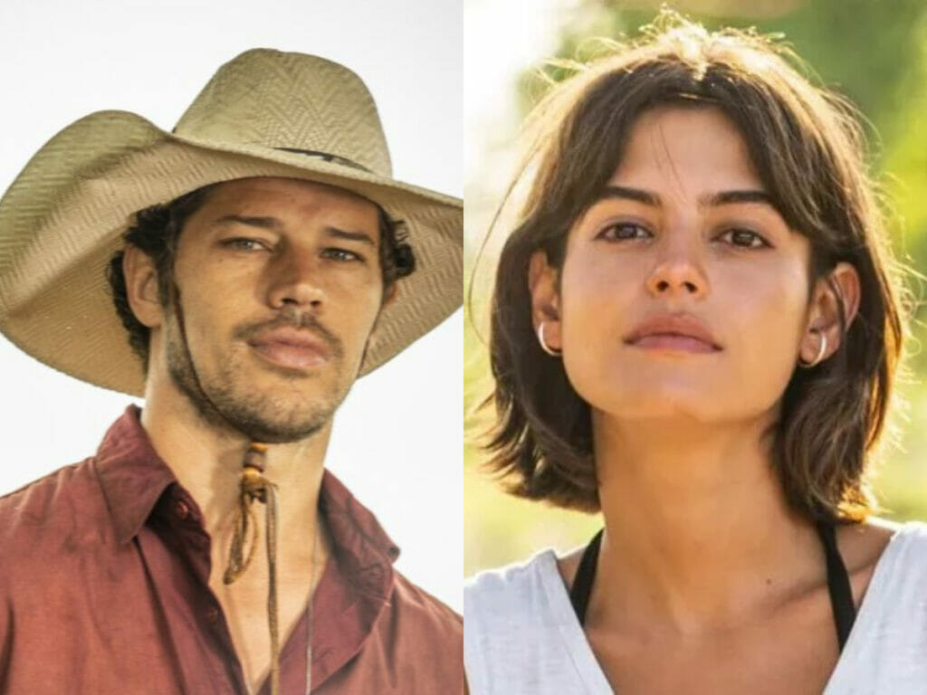 Tadeu (José Loreto) e Guta (Julia Dalavia) em Pantanal