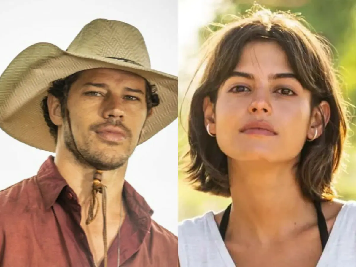 Tadeu (José Loreto) e Guta (Julia Dalavia) em Pantanal
