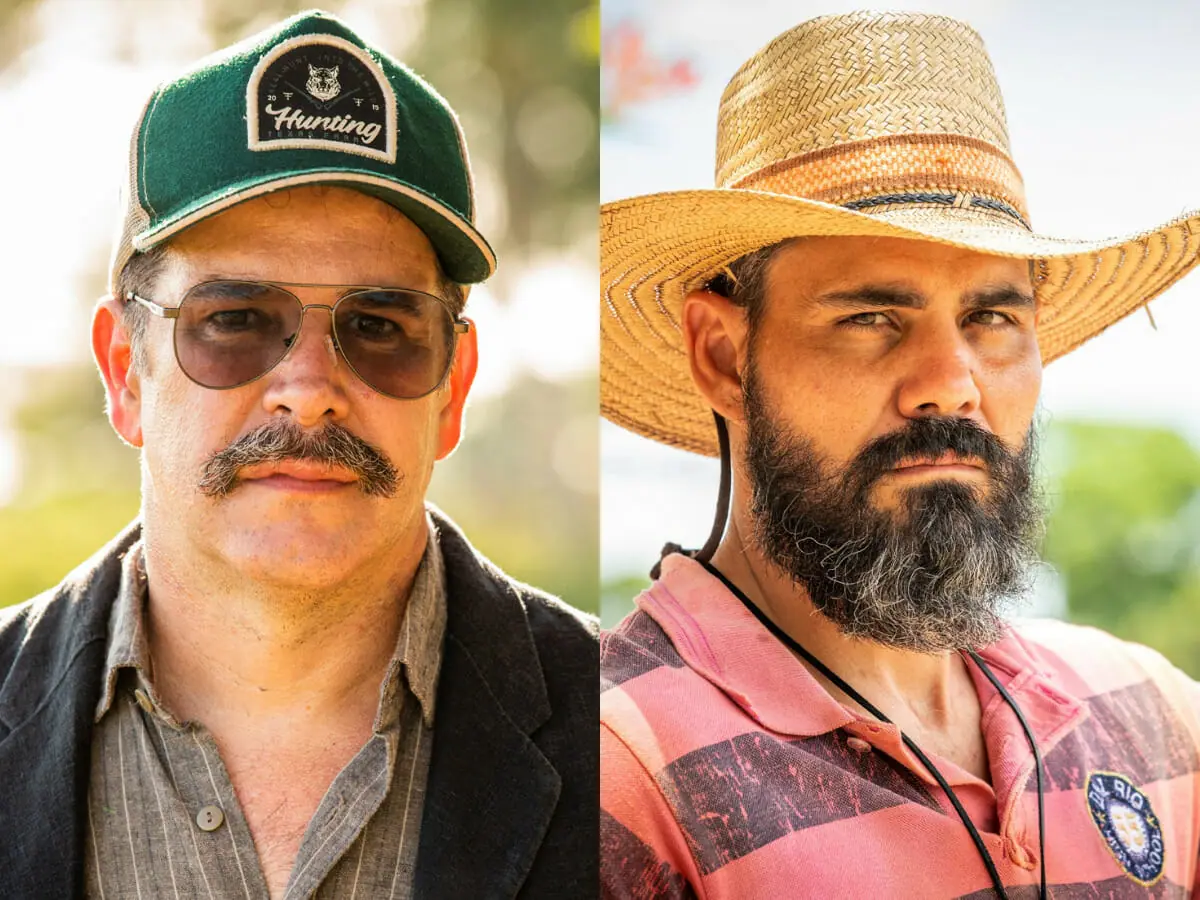 Tenório (Murilo Benício) e Alcides (Juliano Cazarré) na novela Pantanal