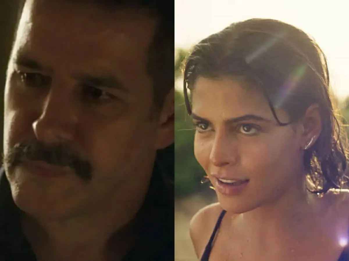 Tenório (Murilo Benício) e Guta (Julia Dalavia) de Pantanal