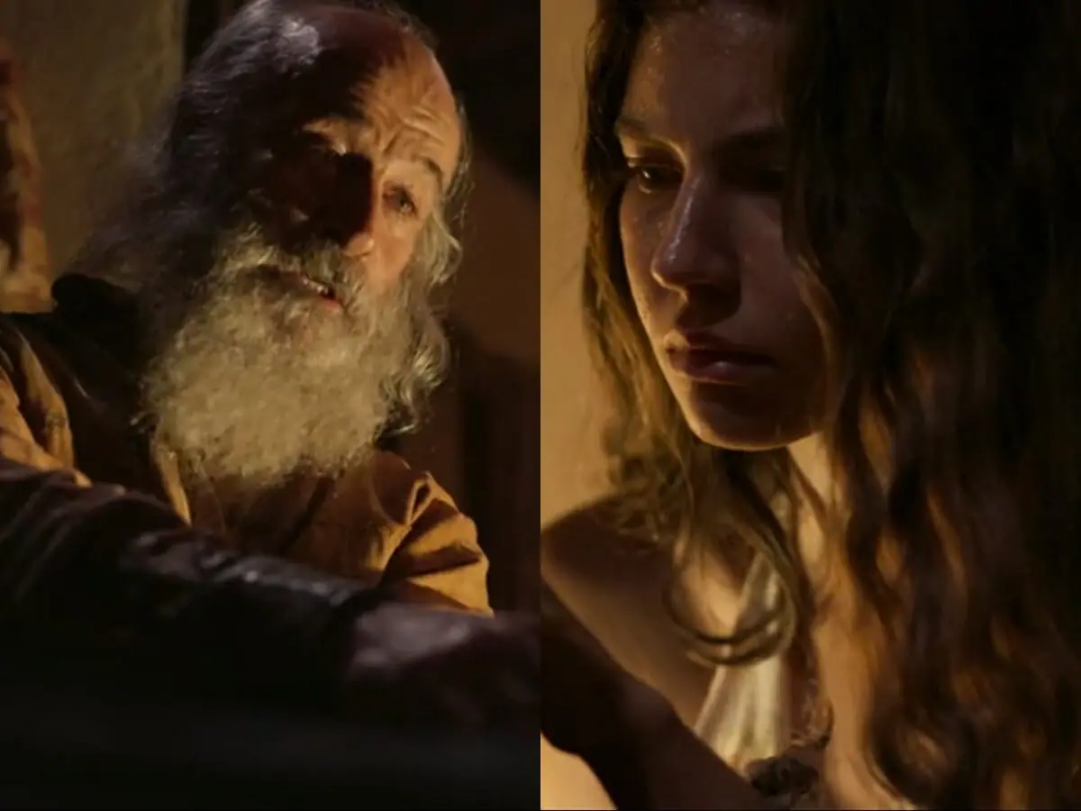 Velho do Rio (Osmar Prado) e Juma (Alanis Guillen) de Pantanal