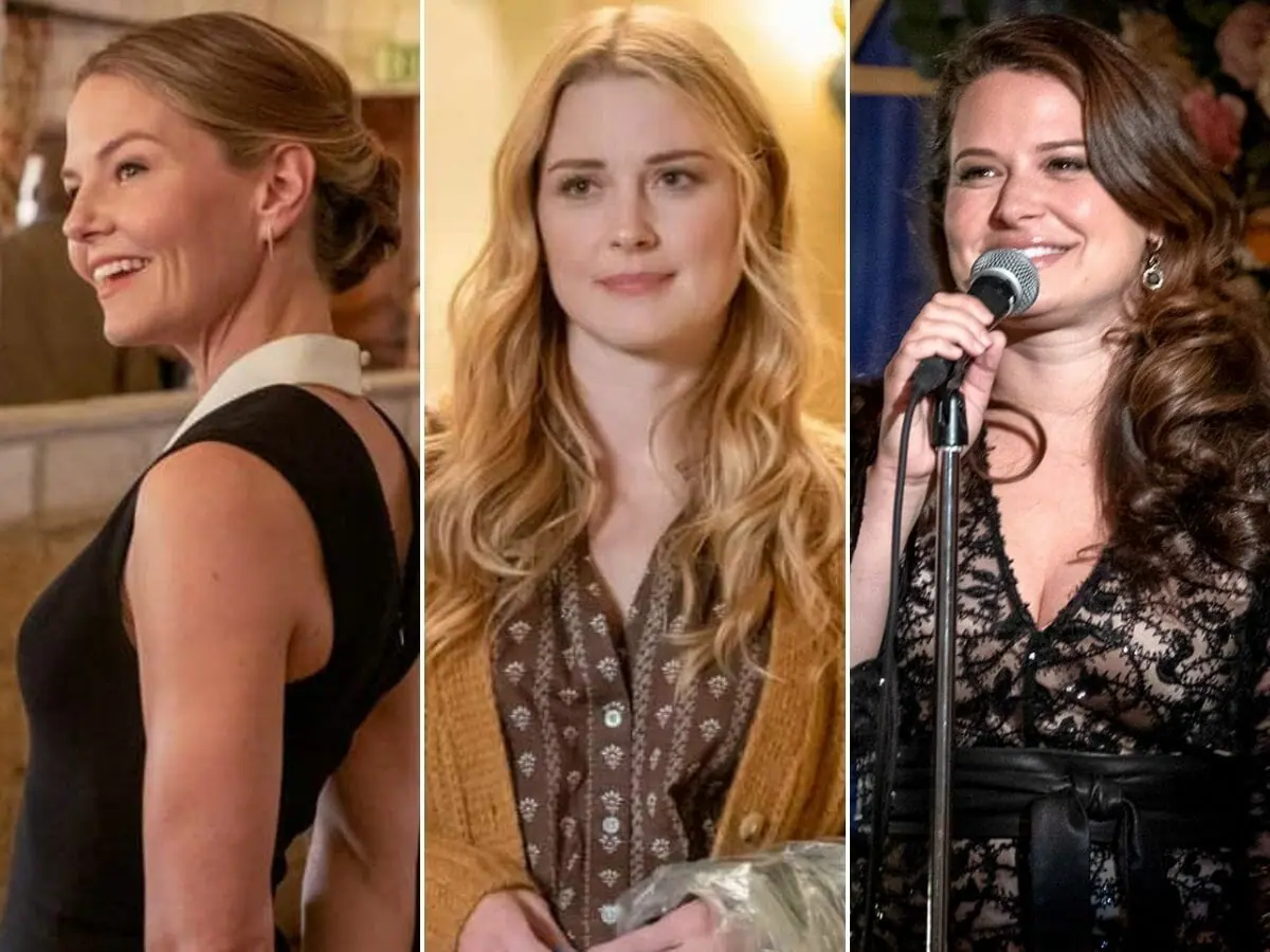 Jennifer Morrison (à esq.), Alexandra Breckenridge e Katie Lowes em This Is Us