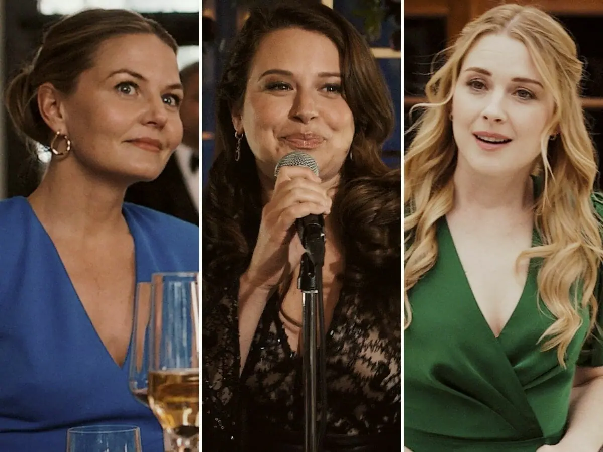 Jennifer Morrison (à esq.), Katie Lowes e Alexandra Breckenridge em This Is Us