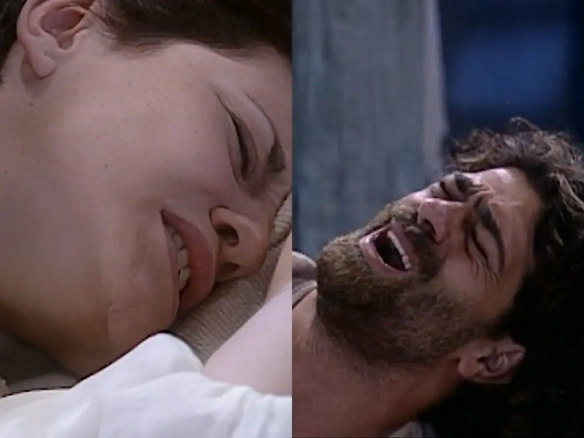 Catarina (Adriana Esteves) e Petruchio (Eduardo Moscovis) de O Cravo e a Rosa