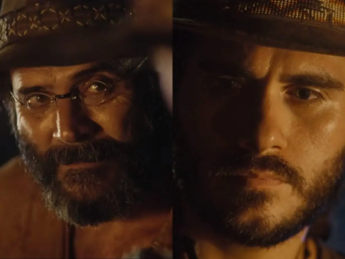 Eugênio (Almir Sater) e Trindade (Gabriel Sater) de Pantanal