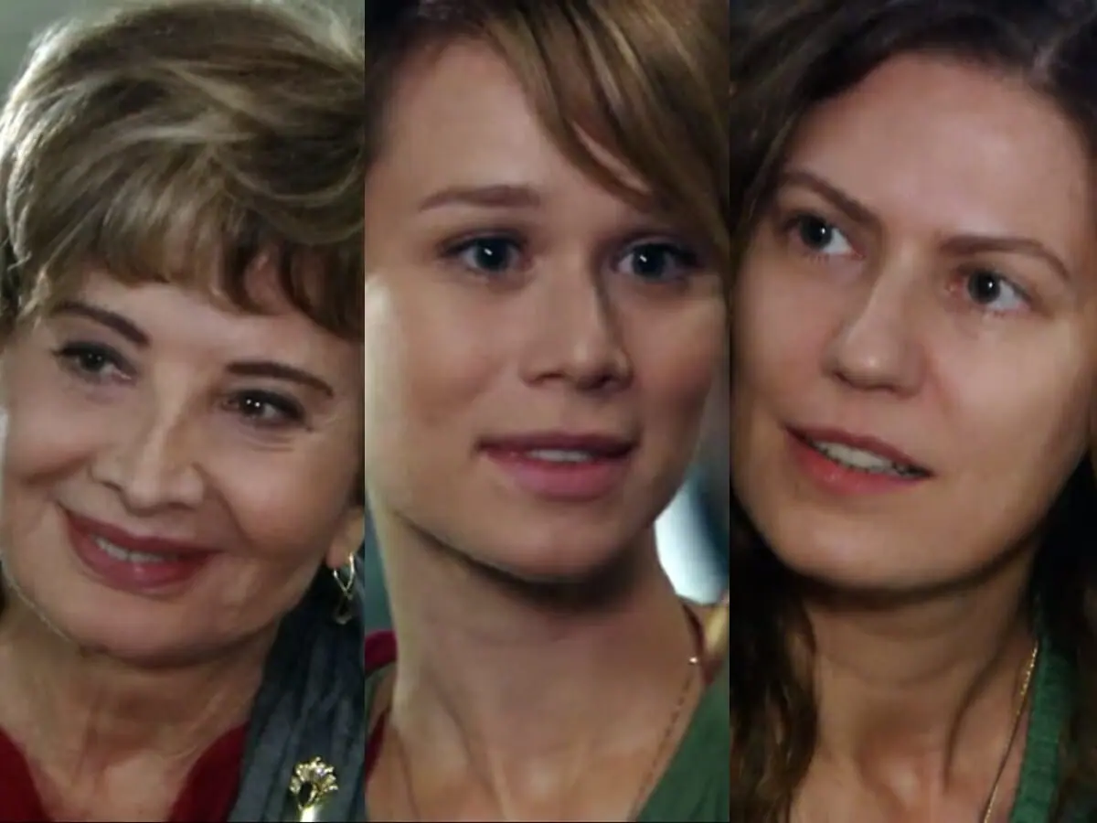 Irene (Glória Menezes), Lara (Mariana Ximenes) e Flora (Patrícia Pillar) de A Favorita