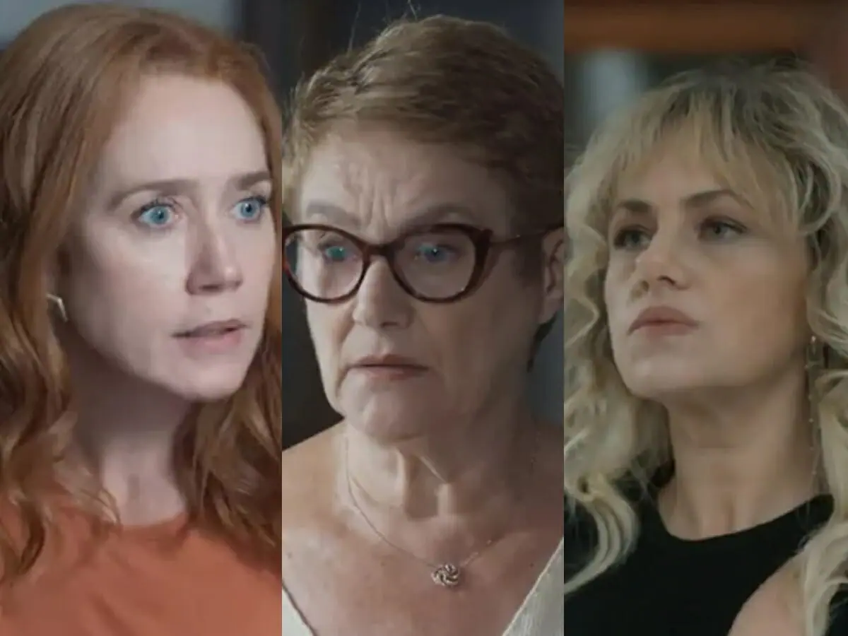 Irma (Camila Morgado), Mariana (Selma Egrei) e Madeleine (Karine Teles) de Pantanal