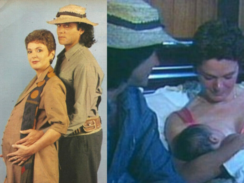 Irma (Elaine Cristina) e Trindade (Almir Sater) em Pantanal de 1990
