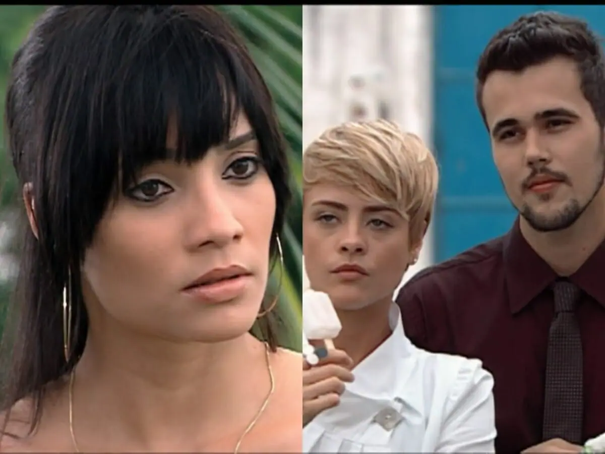 Ivonete (Amandha Lee), Carolina (Juliana Silveira) e Tomás (Bruno Ferrari) de Chamas da Vida