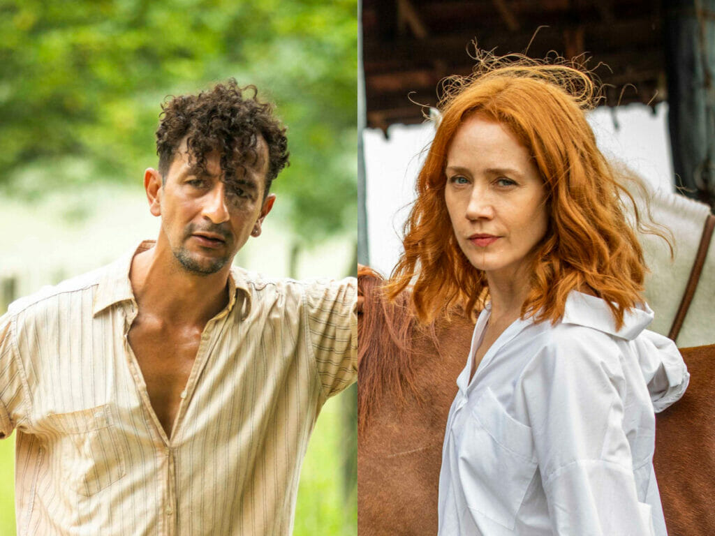 José Lucas de Nada (Irandhir Santos) e Irma (Camila Morgado) em Pantanal