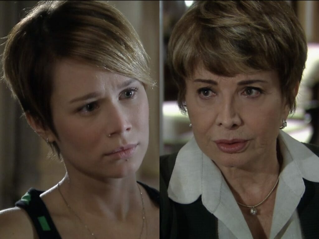 Lara (Mariana Ximenes) e Irene (Glória Menezes) de A Favorita