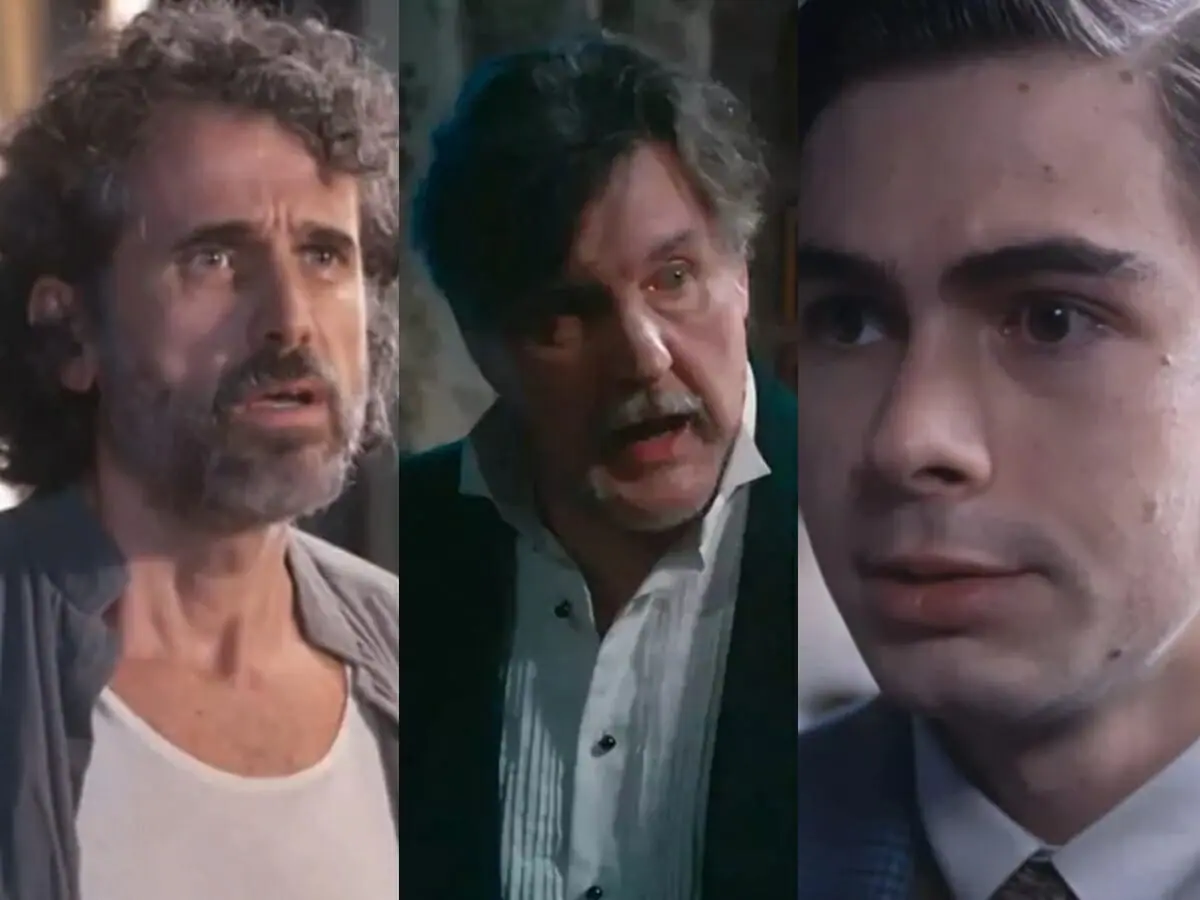 Leônidas (Eriberto Leão), Matias (Antonio Calloni) e Davi (Rafael Vitti) de Além da Ilusão