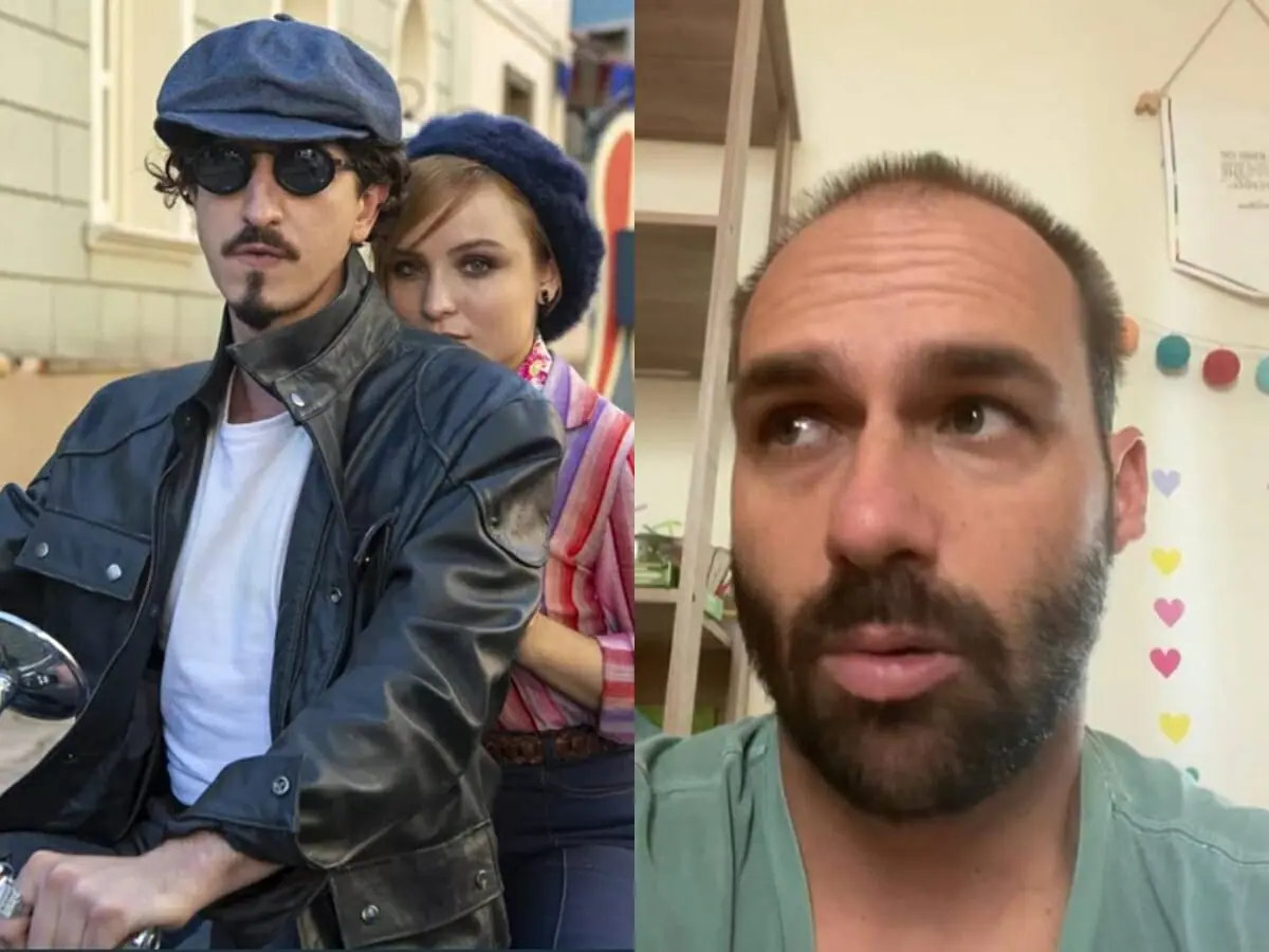 Nelsinho (Johnny Massaro), Isadora (Larissa Manoela) de Além da Ilusão e Eduardo Bolsonaro